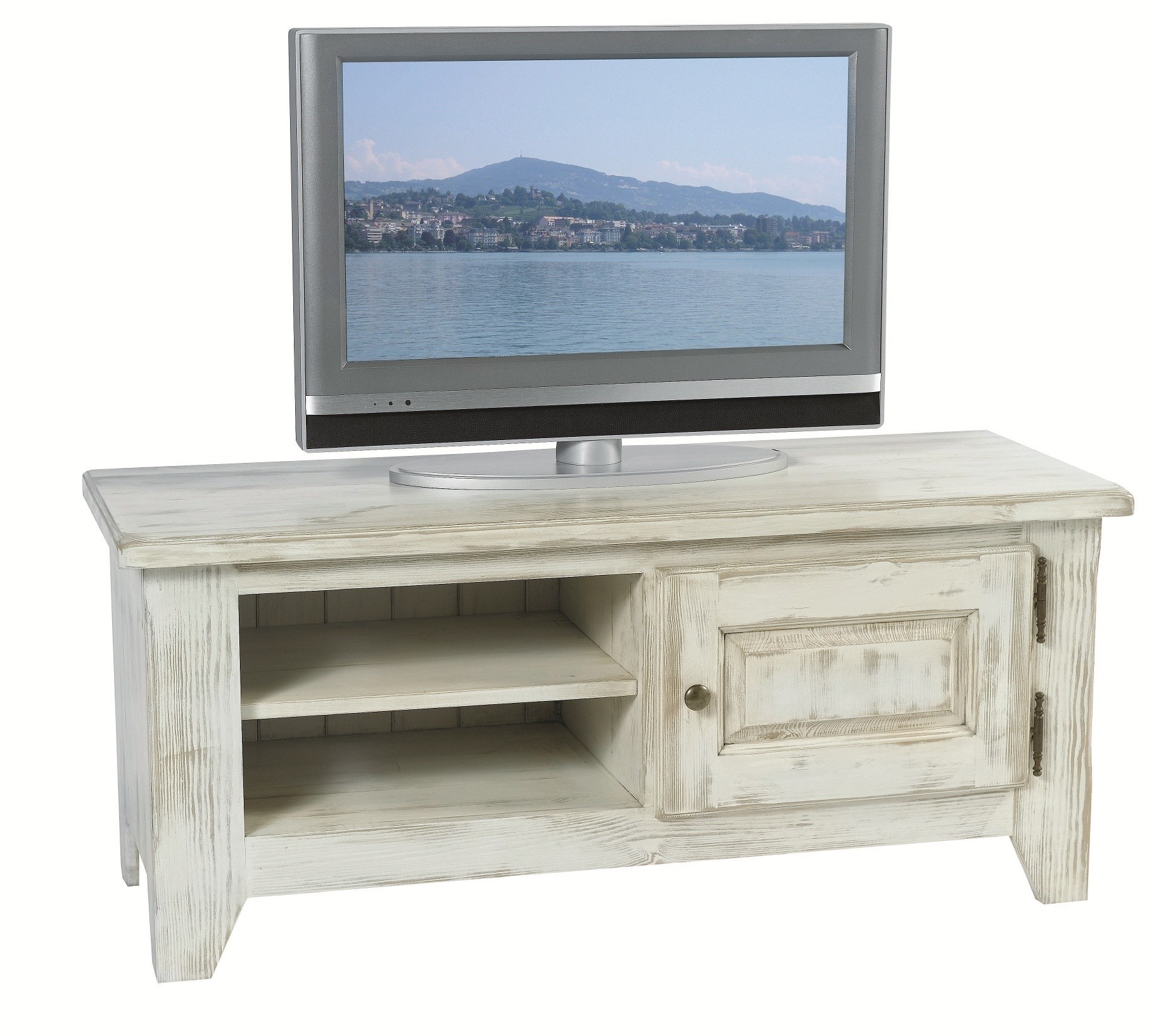 meuble tele bois blanchi