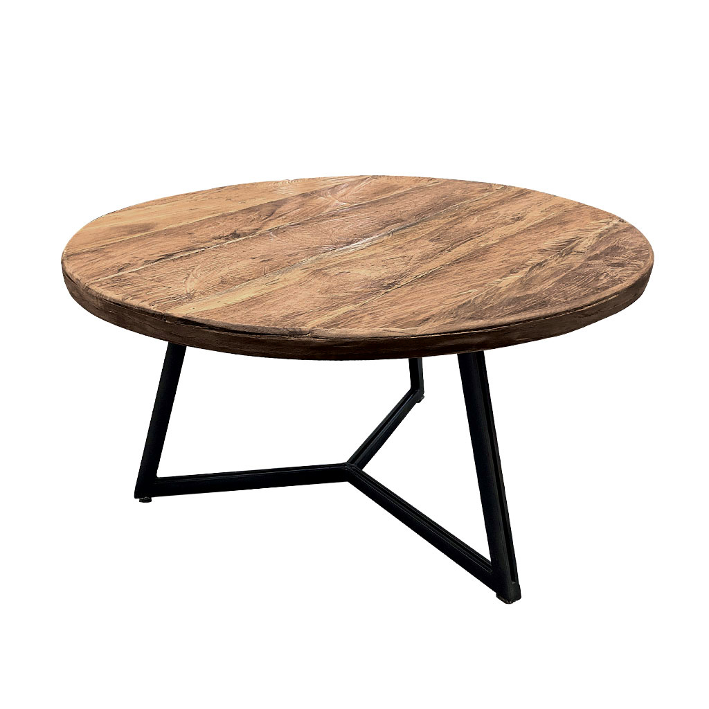 Massif En D55xh30cm Table Teck Kerala Naturel Basse Ronde NOmwvny80
