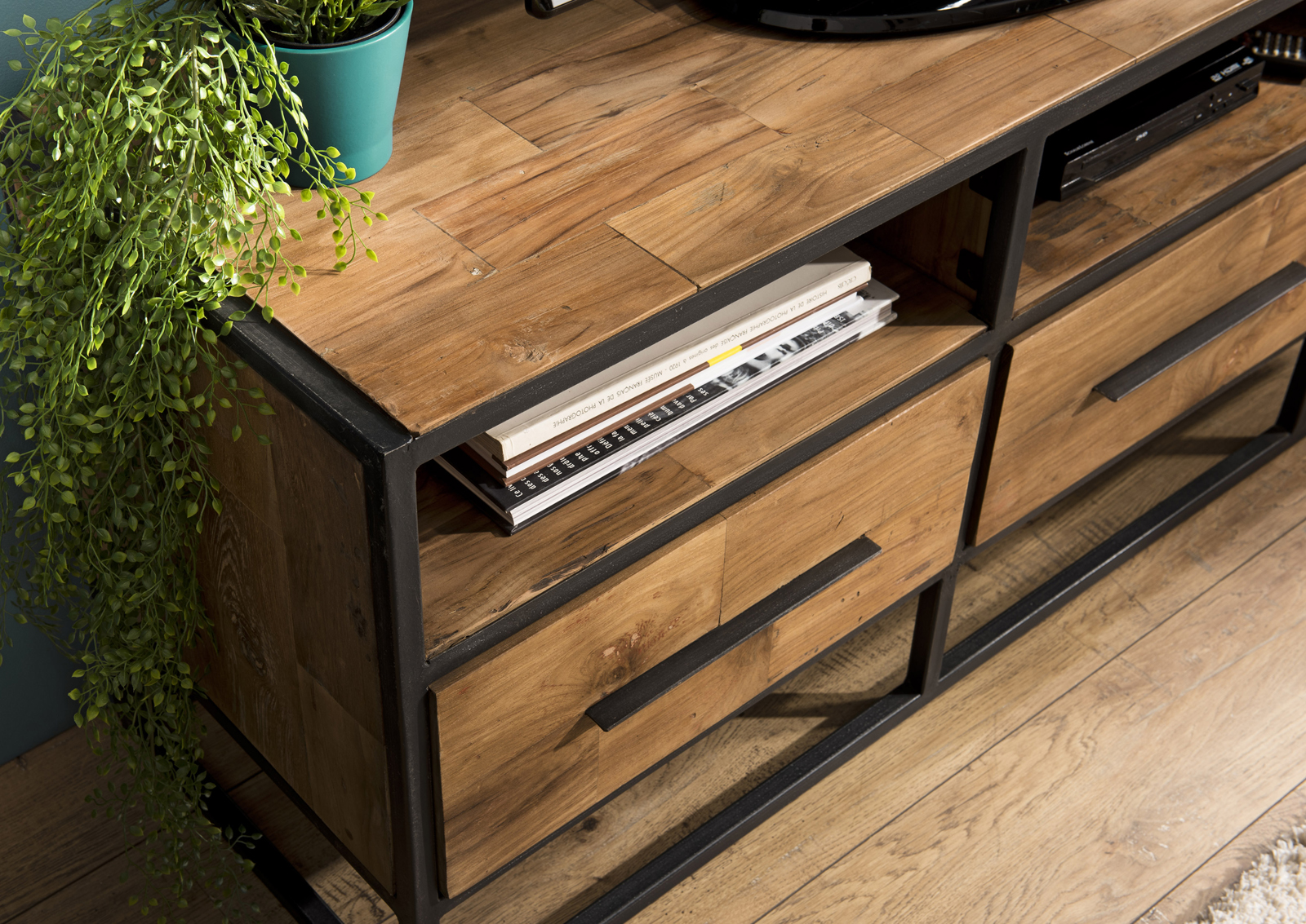 meuble tele bois industriel