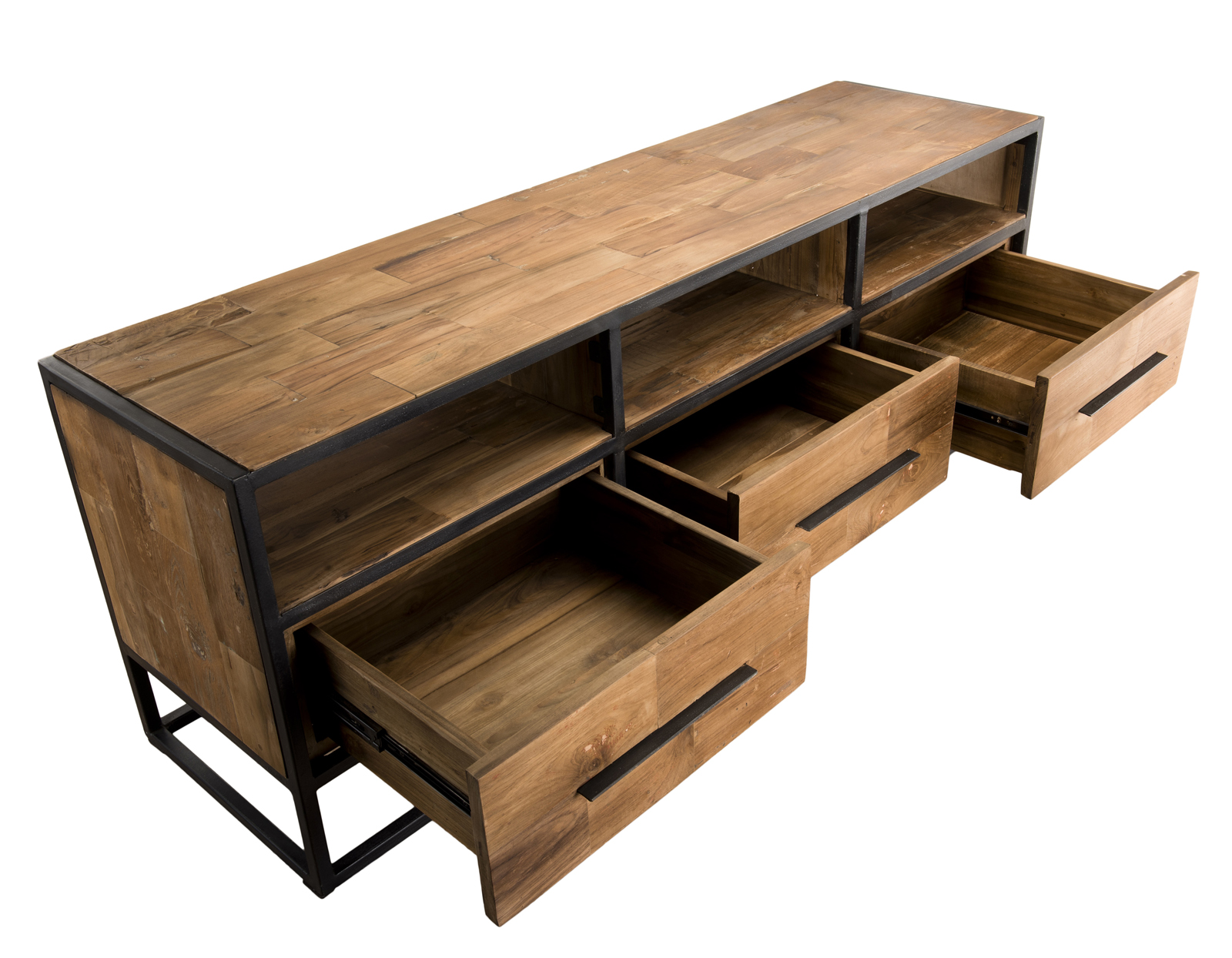 meuble t�l� bois industriel