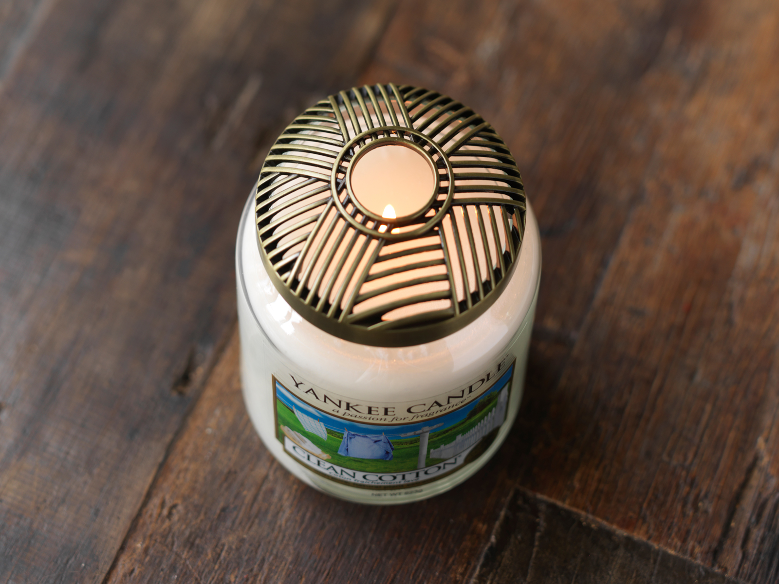 IllumaLid CROSSHATCH BRASS Couvercle pour jarre YANKEE CANDLE