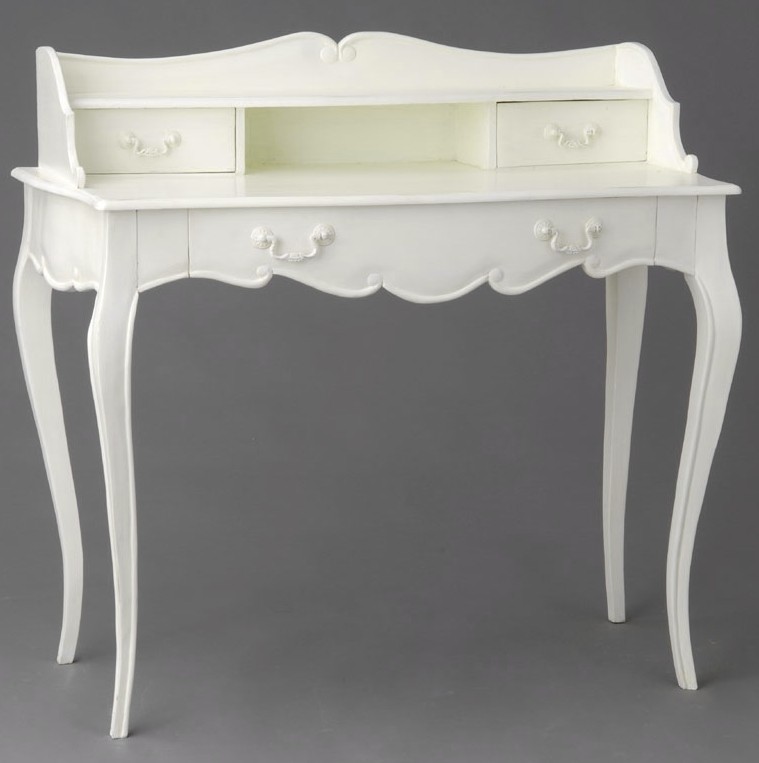 Bureau Secretaire Romantique Acajou Blanc 3 Tiroirs Apolline L 100 X P 53 X H 96 Amadeus Bureaux Pier Import