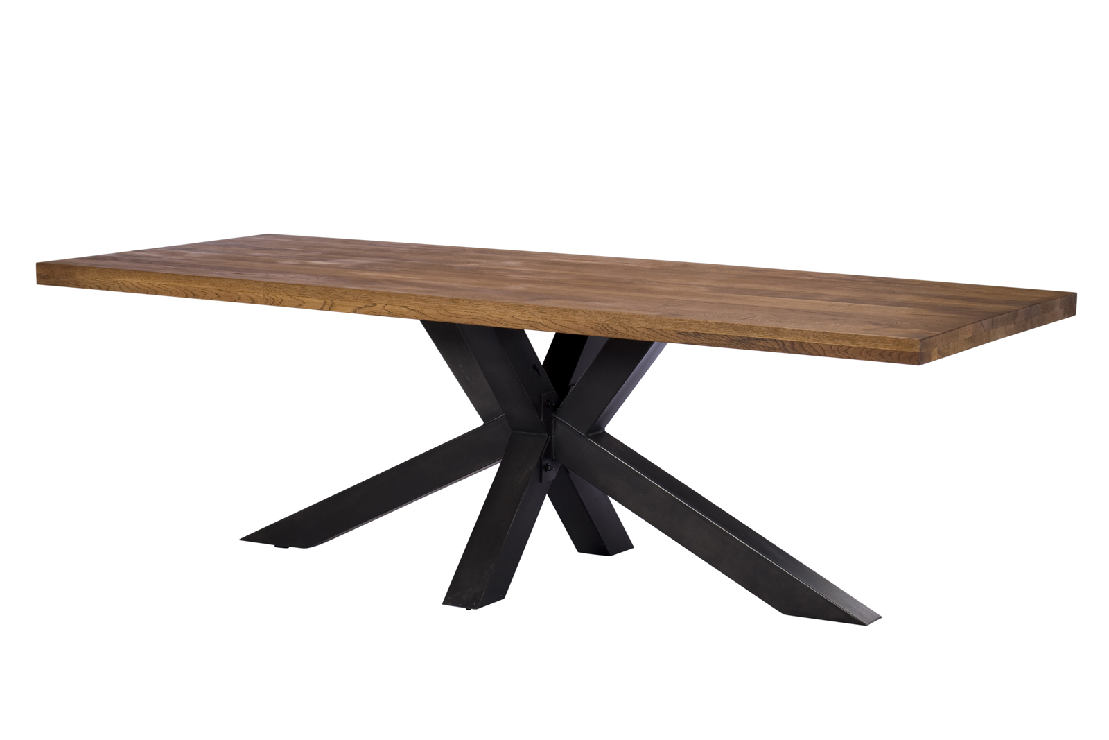 Table salle à manger bois métal pied croisé 240 cm OKA | Tables à