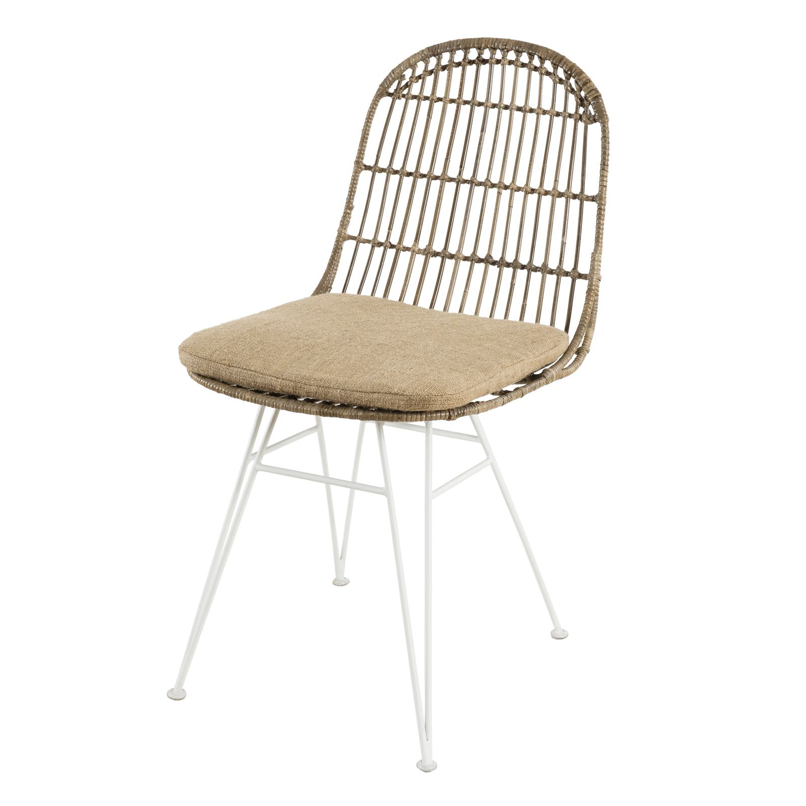 Chaise en rotin naturel et cannage