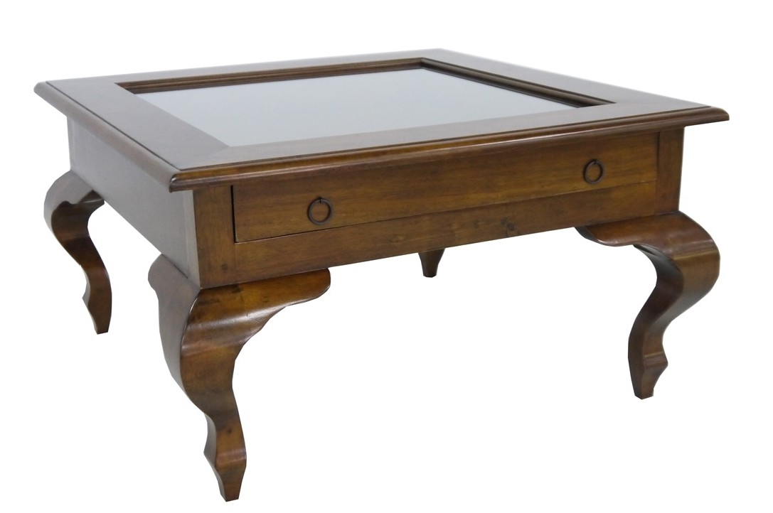 Table Basse Vitrée Irrégulière, Table de Salon avec Base Pivotante en