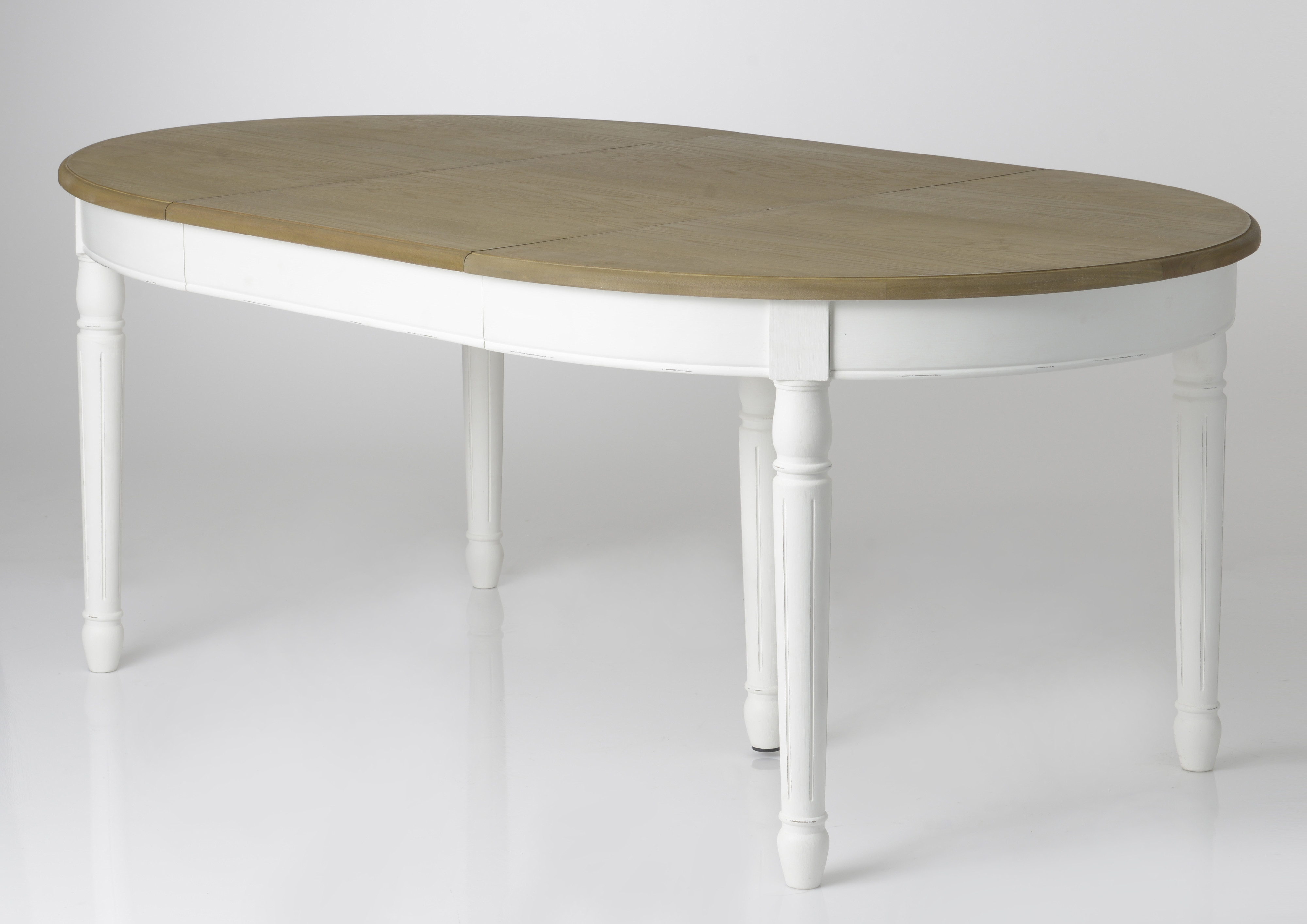 Table à manger ovale extensible bois massif blanc PRAGUE | Tables à