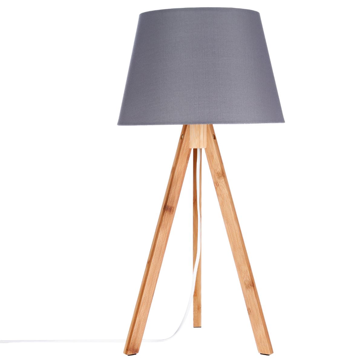 Forme Et Bambou Foncé Abat D28xh55cm Coton En Trépied Gris Lampe Jour MVLGqUSzp