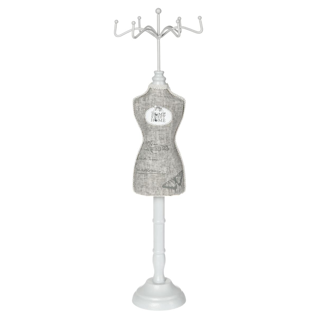 Mannequin Porte-bijoux En Fil D'acier Gris Avec Perles - Déco - Hauteur 38 Cm