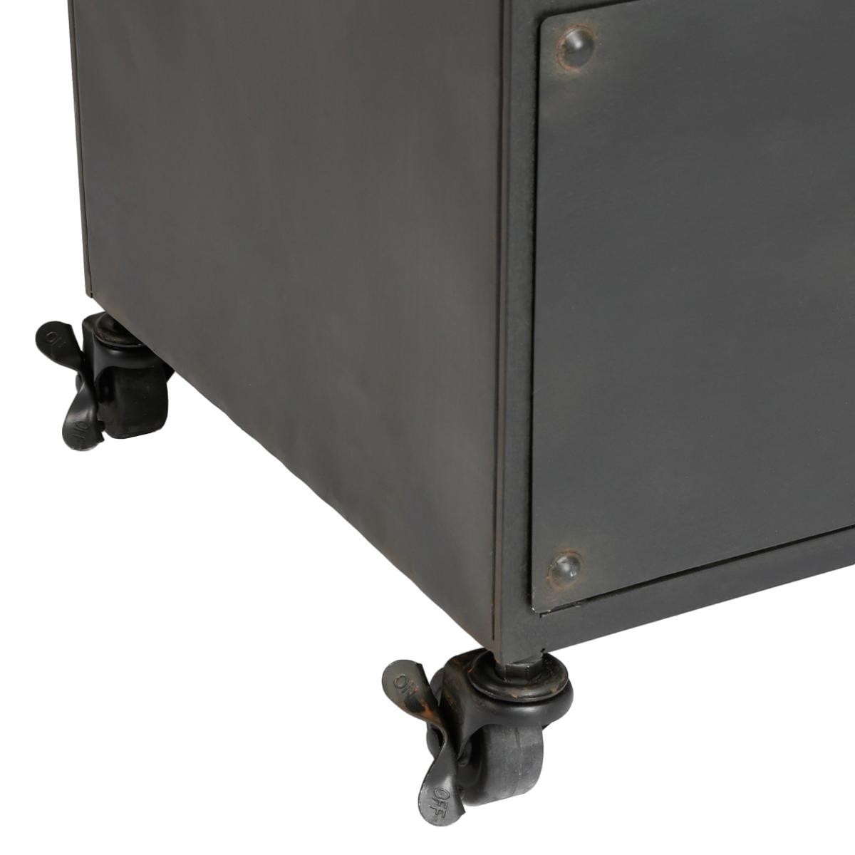 Meuble de rangement industriel métal noir vieilli roulettes ATELIER Chiffonniers /