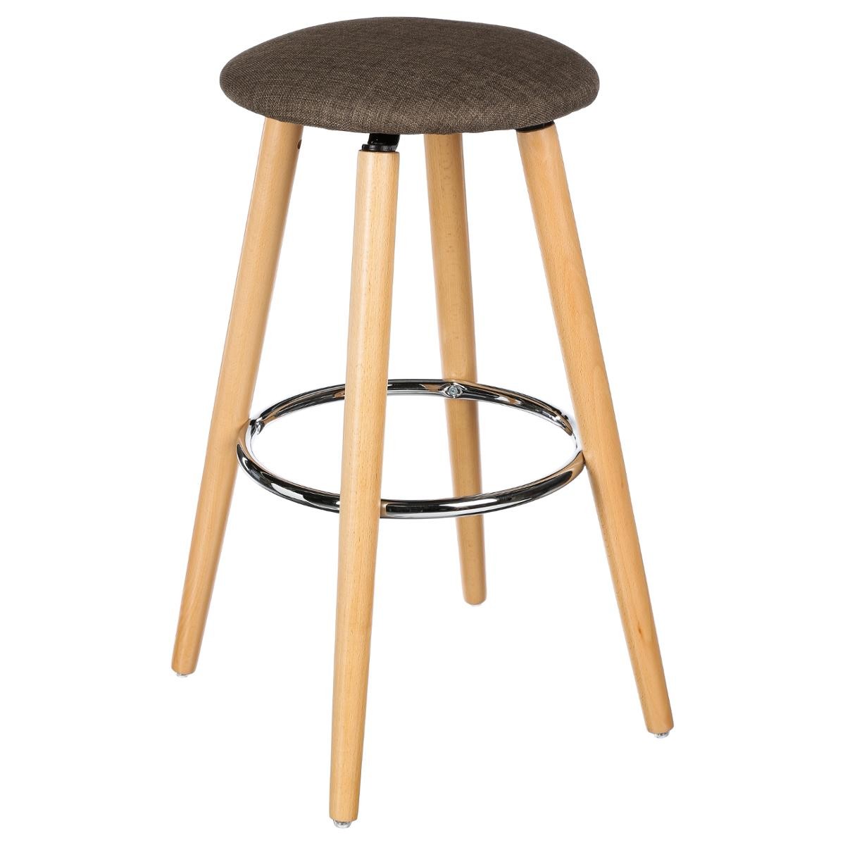 Lot De 2 Tabourets De Bar Lincoln – Tissu, Pieds Bois, Repose-pieds Métal (neufs)
