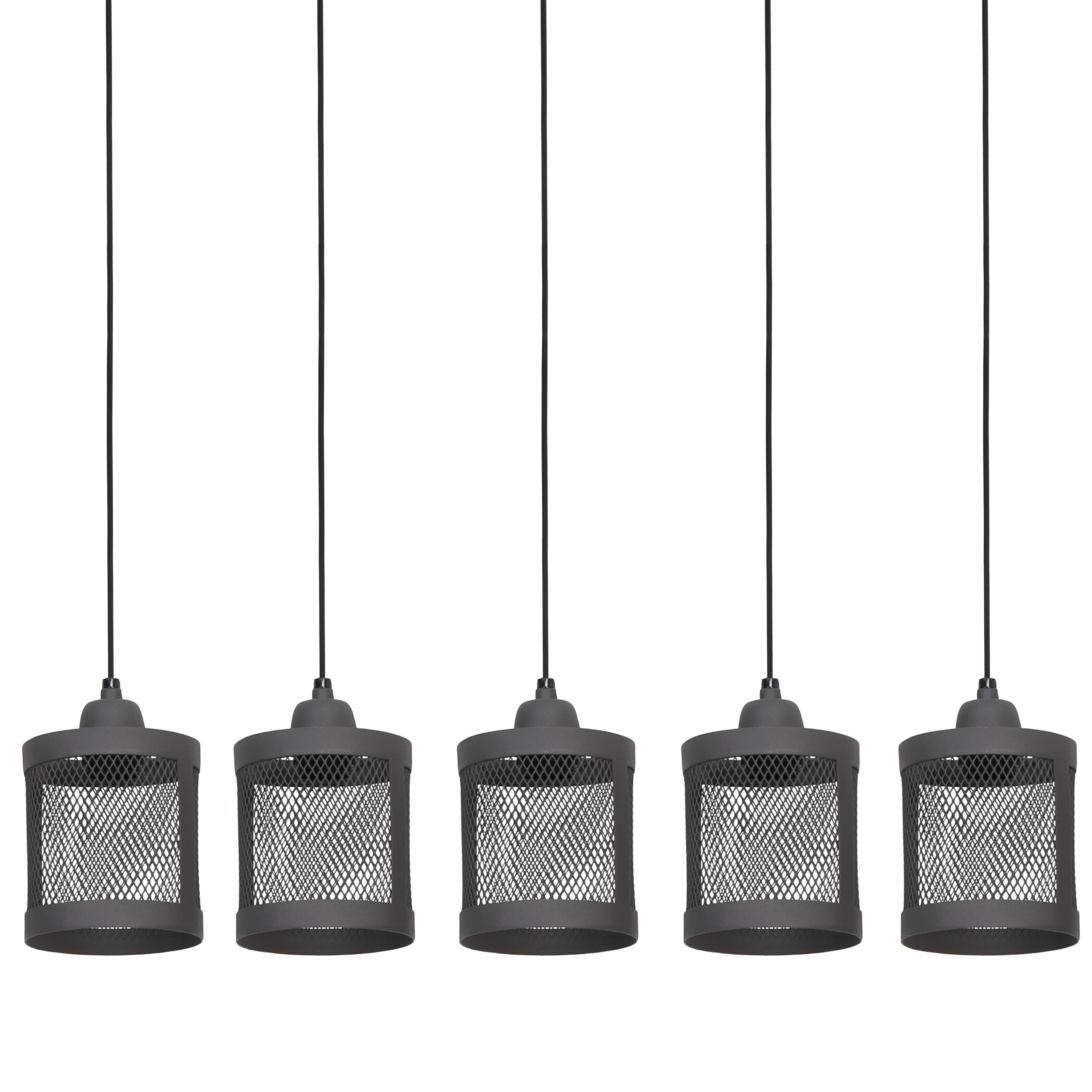 Suspension industrielle métal gris 5 lampes horizontales ...