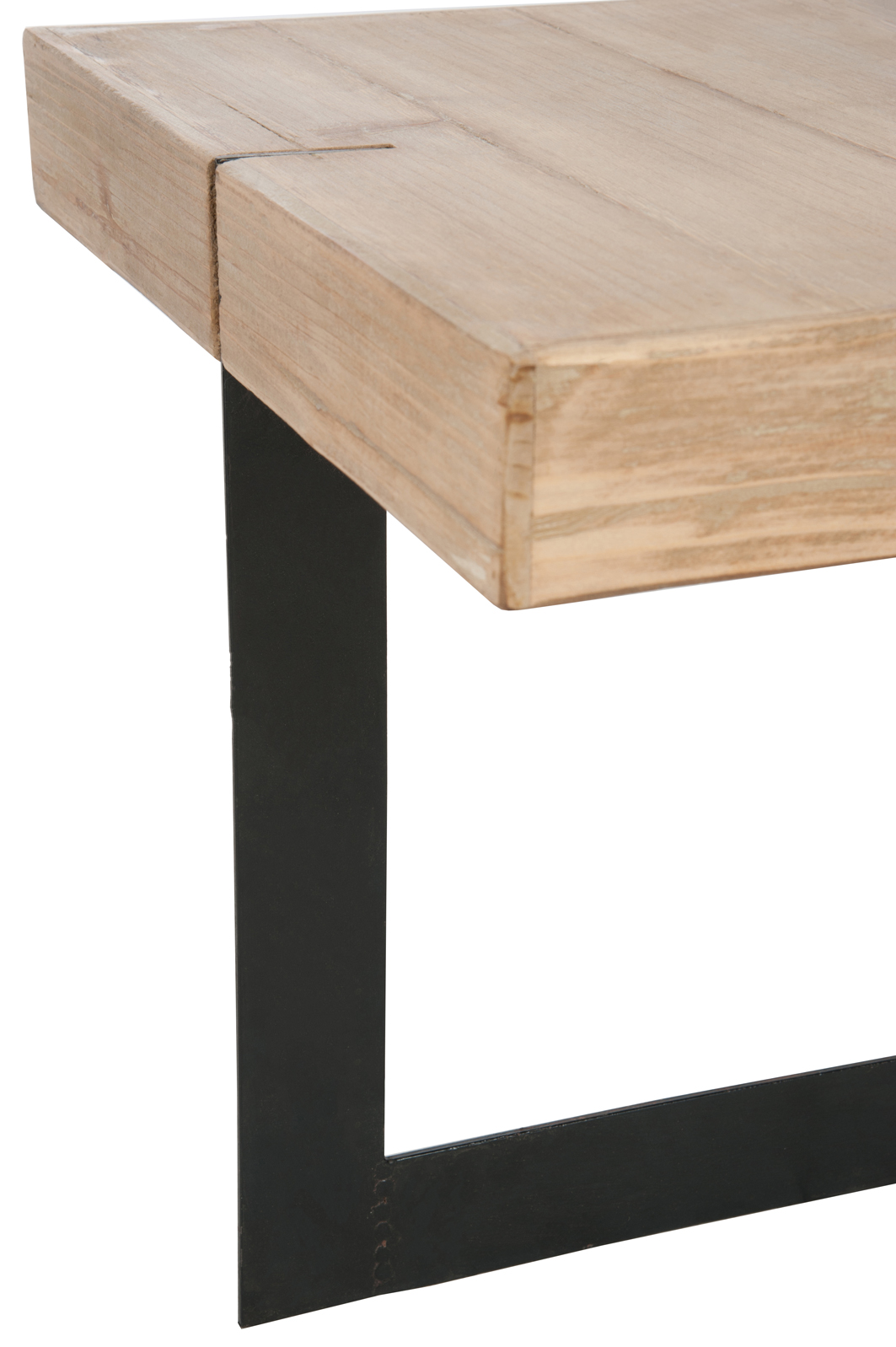 Bout de canapé en bois brut et pieds métal noir 50x50x45cm ...