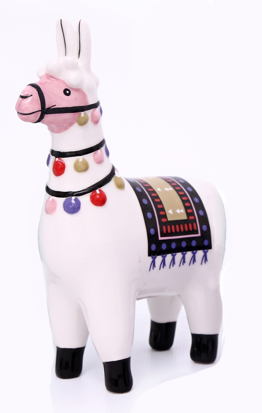 Relaxdays Tirelire Lama Alpaga blanc urne déco boite économies épargnes pièces monnaies bouchon 15,5 x 11 x 6 cm, rose - Maison