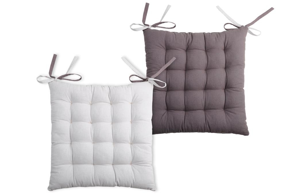 Perle 100Coton Galette De 40x40 Gris Chaise Carrée Duo FKcl1uJT35
