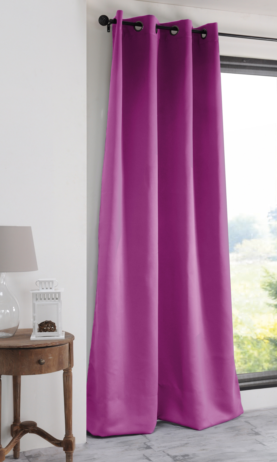 Rideau Occultant Flavy Fuchsia/marron/gris 140x250cm - Qualité Exceptionnelle, Neuf
