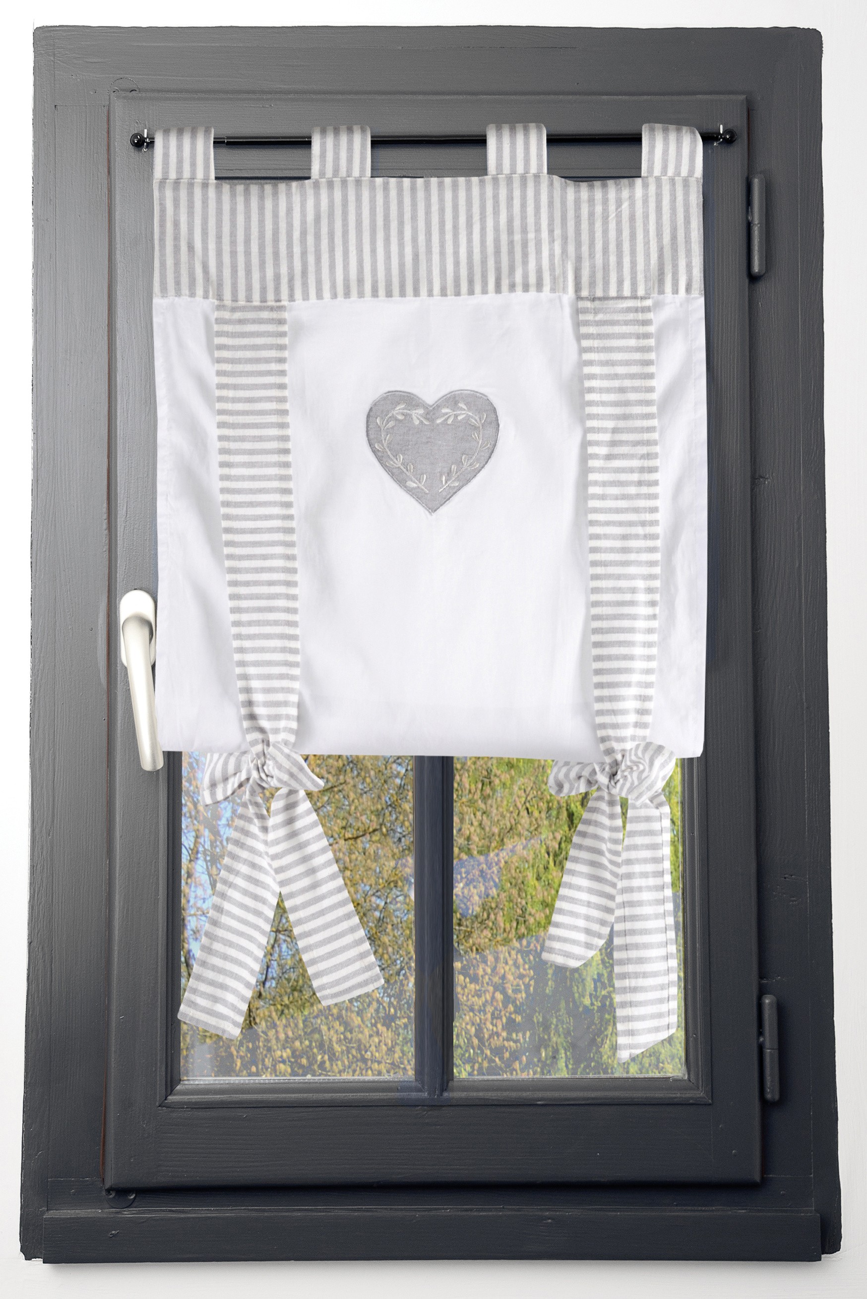 Vitrage / Rideau De Porte En Coton Brodé Main – Vintage – Blanc Transparent – Très Bon état – Décoration