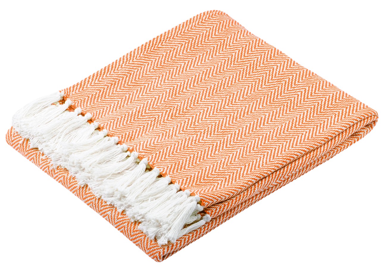 Orange En 125x150cm Coton À Chevron Ikati Plaid f6gYyb7