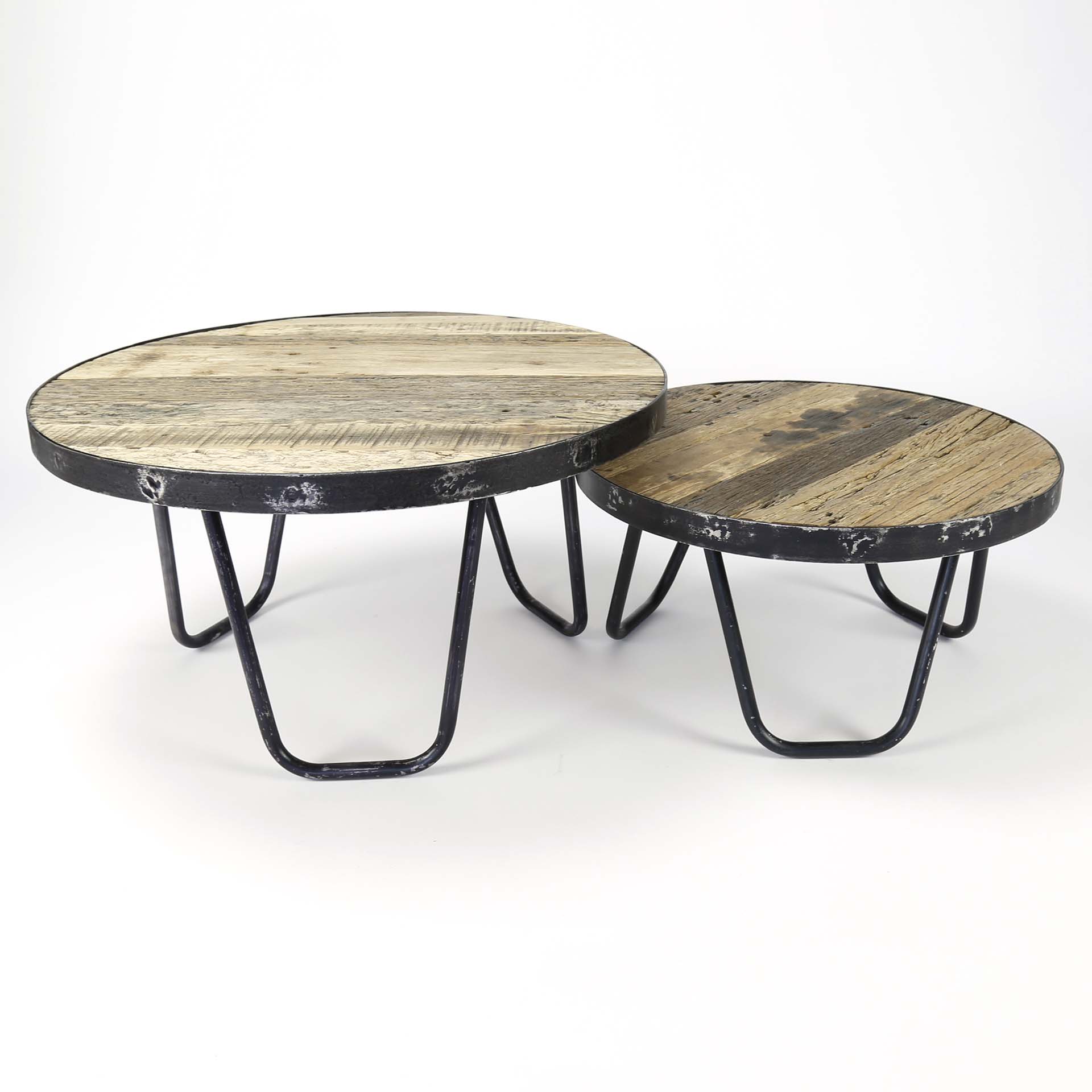 Table basse industrielle gigogne style vintage (2 pièces) OMSK Tables