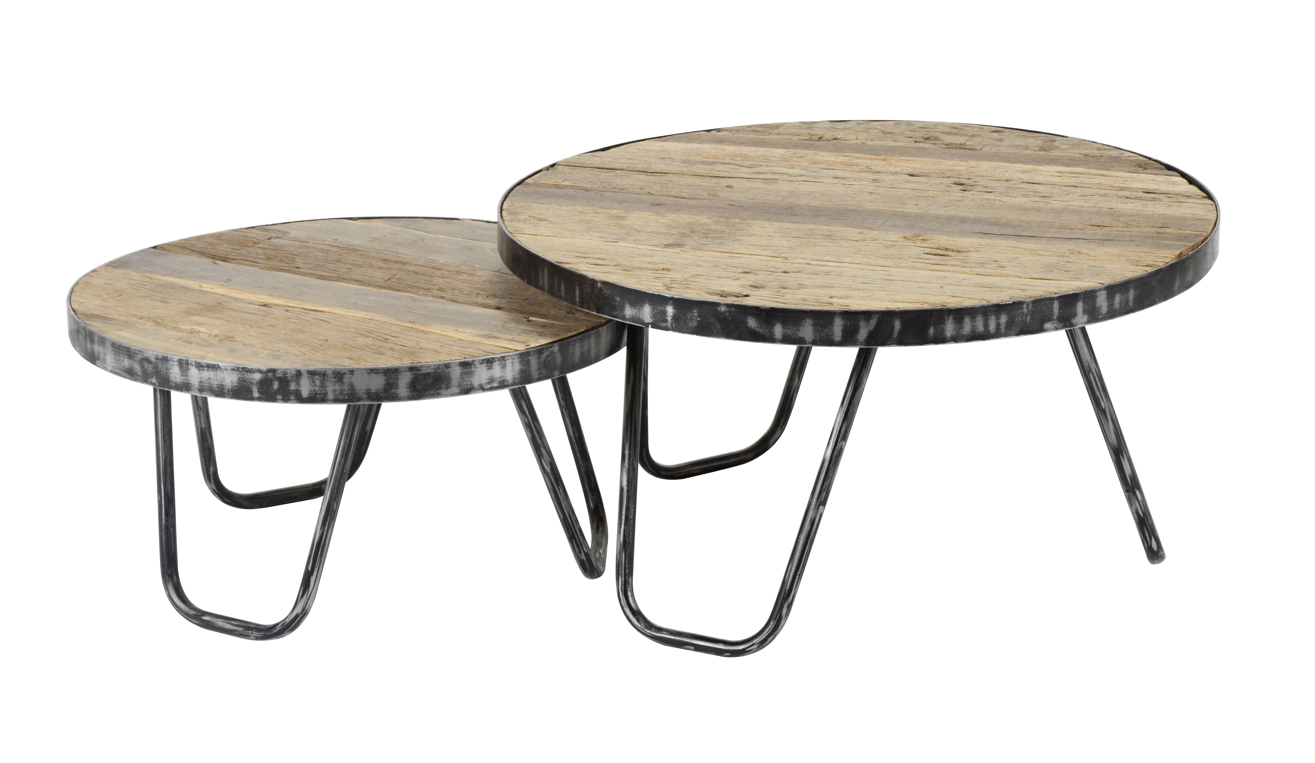 Table basse industrielle gigogne style vintage (2 pièces) OMSK Tables