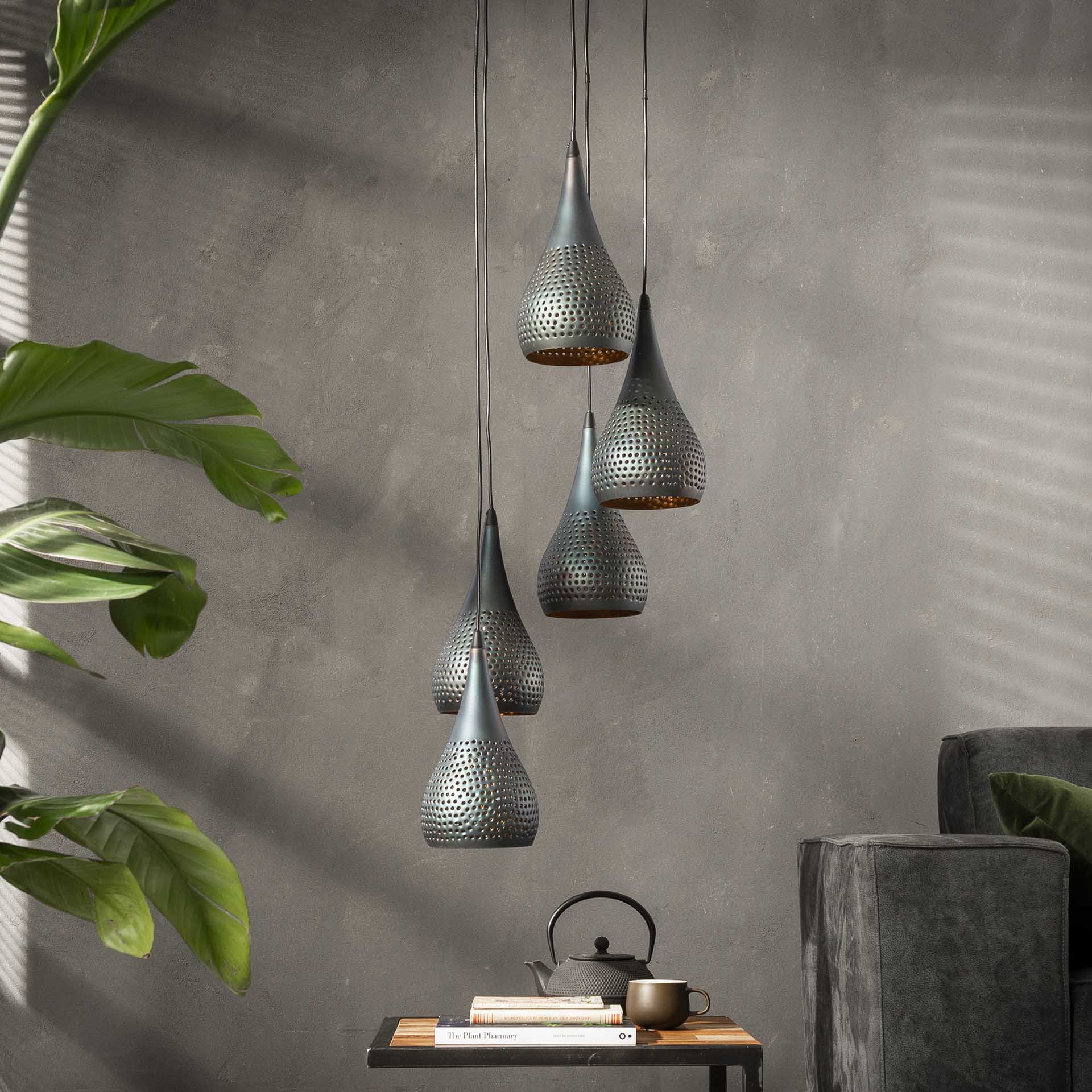Suspension moderne goutte 5 lampes ajourées RALF Suspensions / Lustres Pier Import