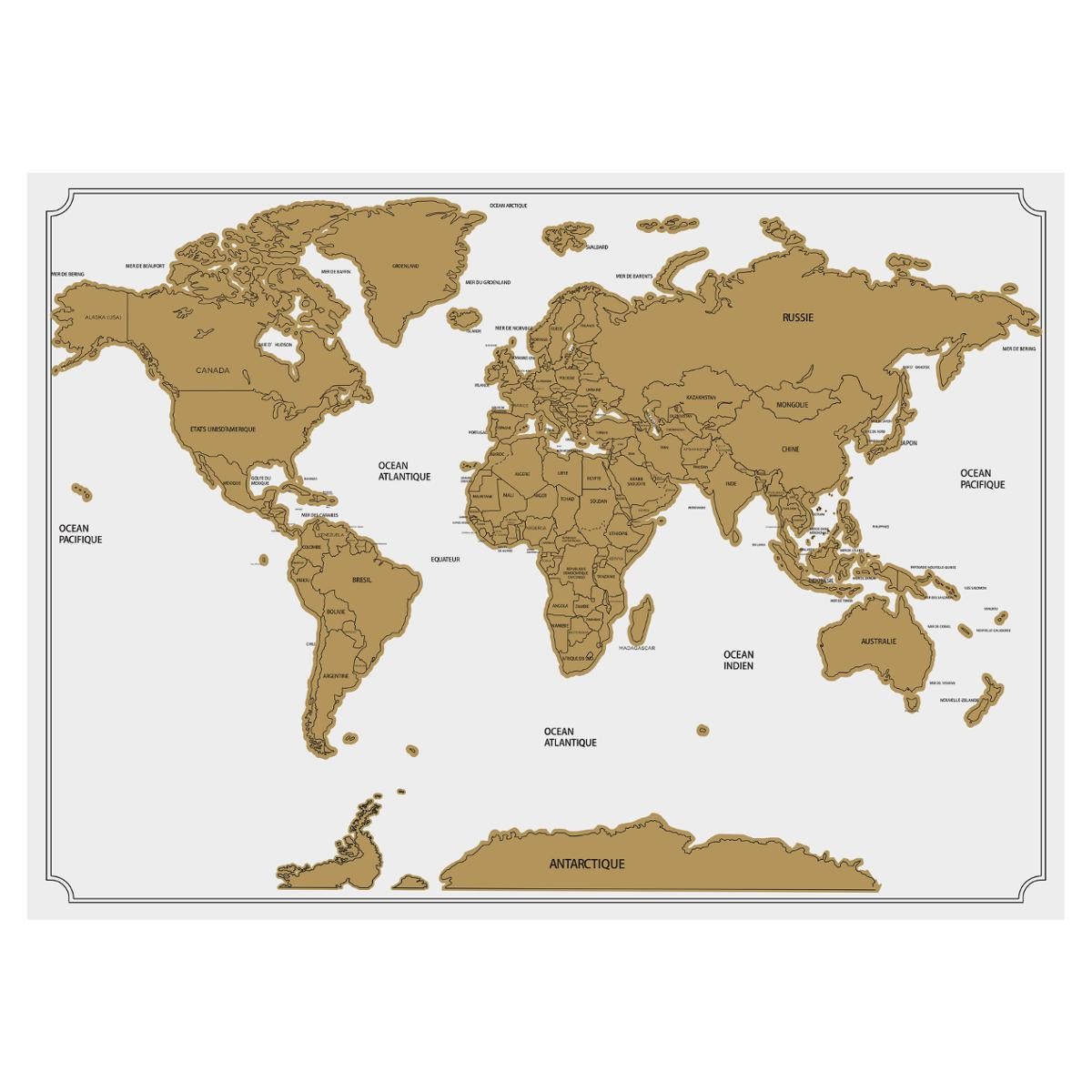 Carte du monde à gratter sur fond blanc Accessoires déco Pier Import Carte du monde à gratter sur fond blanc Accessoires déco Pier Import