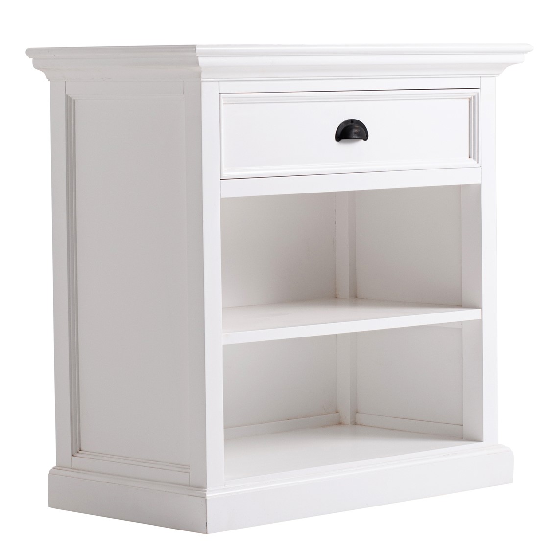 Table de nuit blanche en bois 1 tiroir 2 niches ROYAN Tables de
