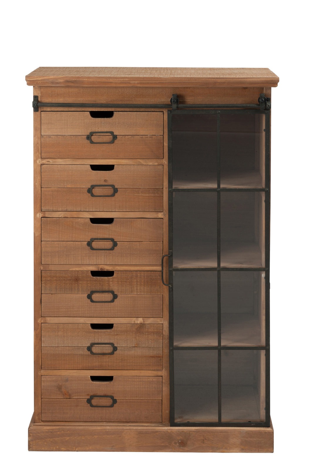 Armoire 6 tiroirs 1 porte bois et métal 123cm FOREST Armoires