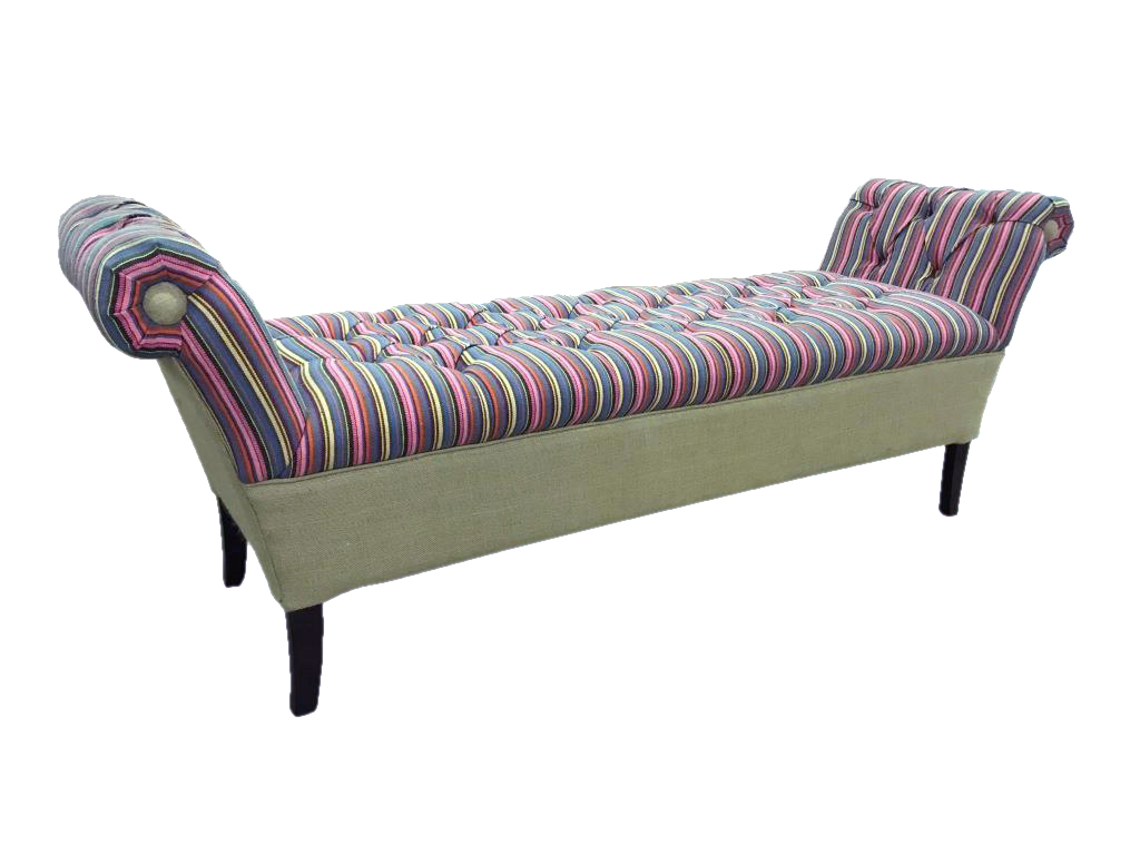Banc Meridienne Capitonnee A Rayures Coton Button Banquettes Loveuses Pier Import