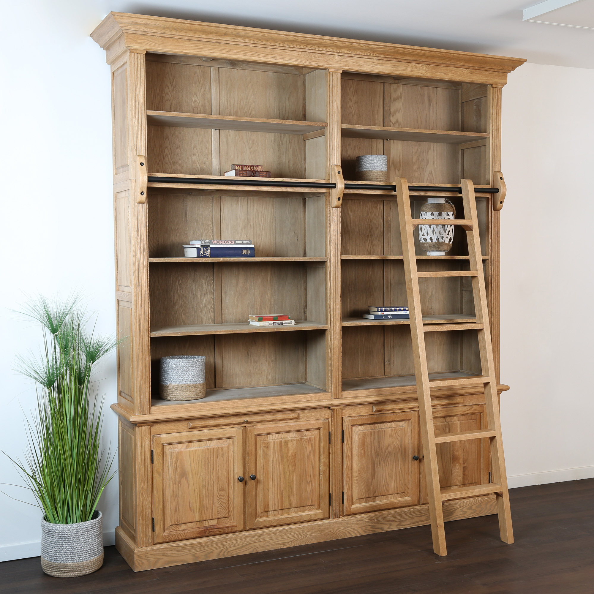 Biblioth que Avec chelle Classique Chic Ch ne 213x45x240cm MEDICIS 
