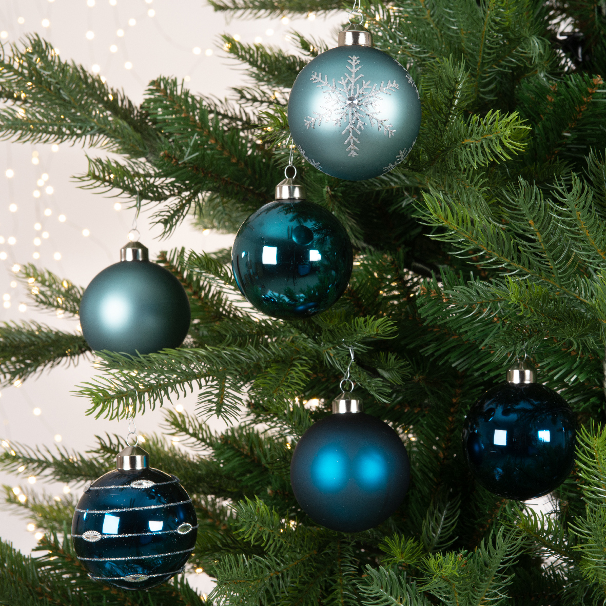 Ensemble De 45 Décorations De Noël Bleues Et Dorées - Boules Incassables (6 Cm Et 3 Cm) Avec étoiles Et Crochets - Pour Sapin Intérieur/extérieur - 2