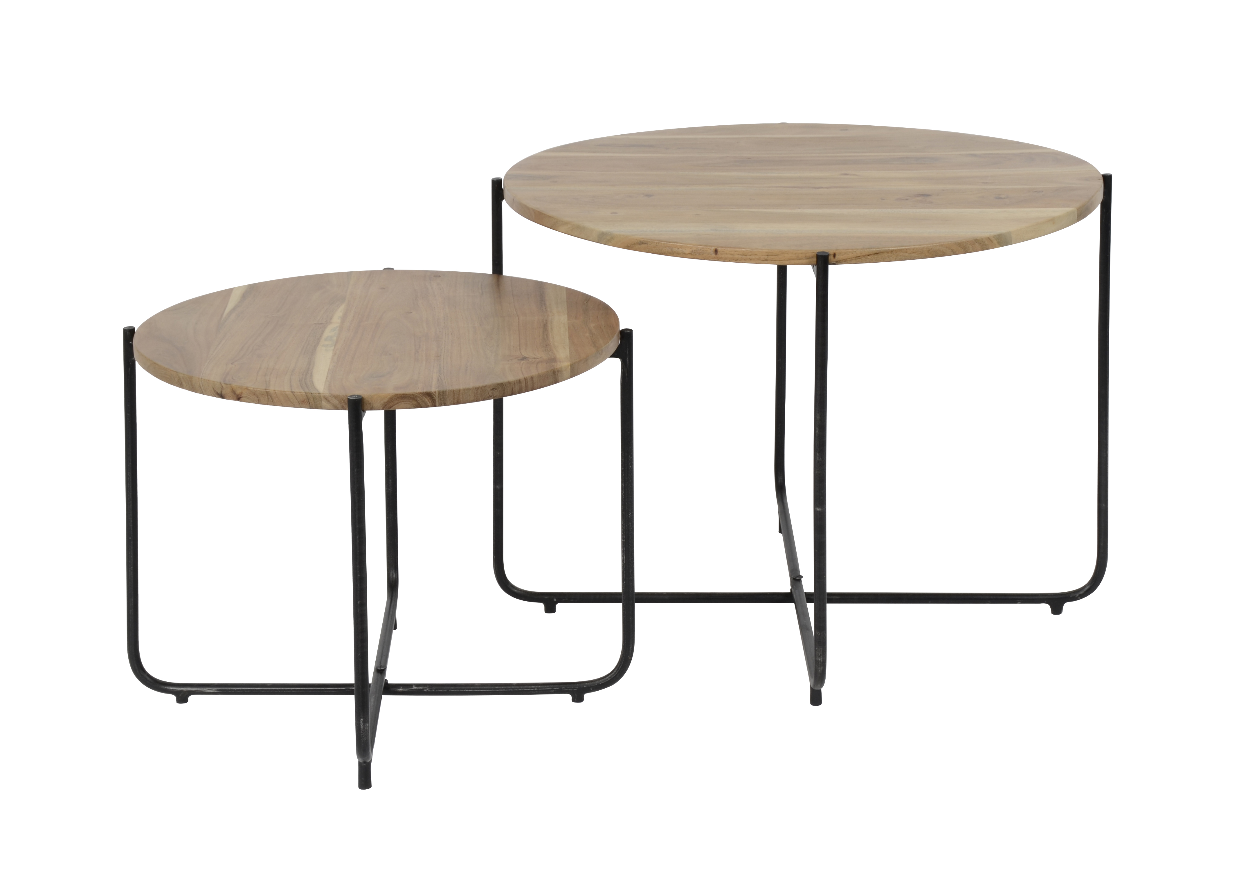 Bout de canapé métal bois d'acacia (2 pièces) MELBOURNE | Bouts de