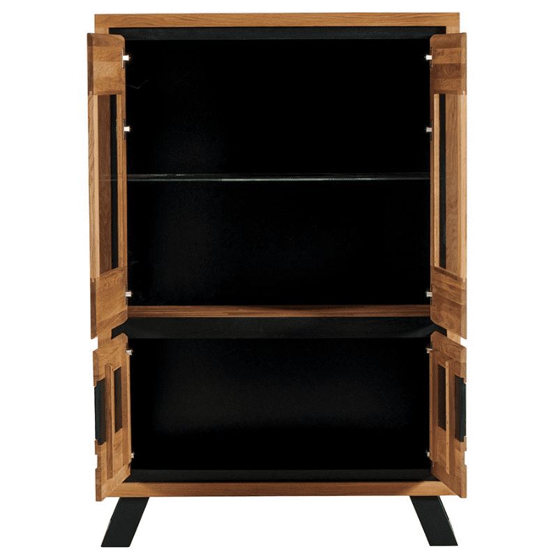 Standvitrine Loft Vaisselier / Buffet Vitrine sur Rouleau Table