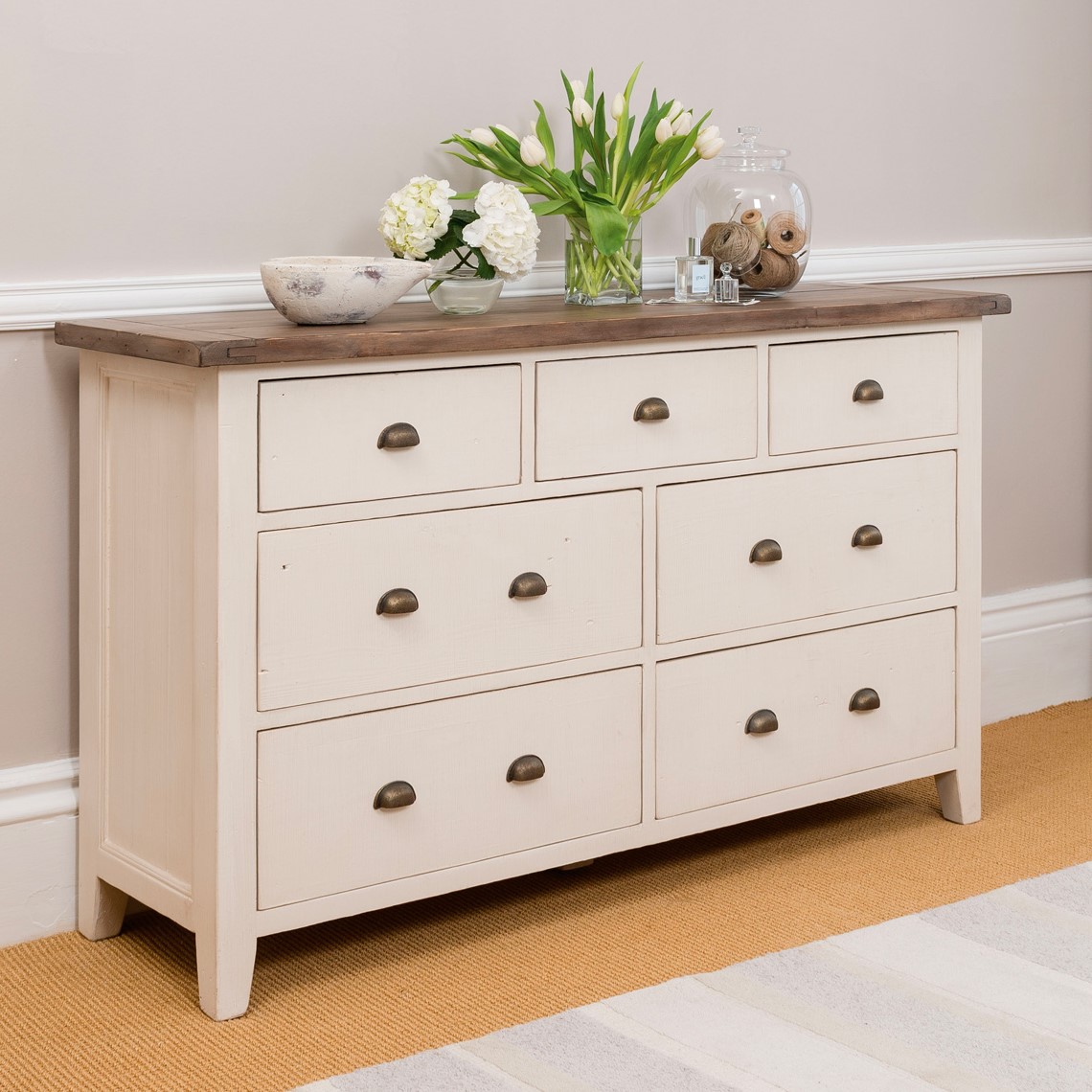 Commode Blanche 3 Tiroirs - Rangement Chambre Adulte 82x93x44 Cm - Fabriquée En France