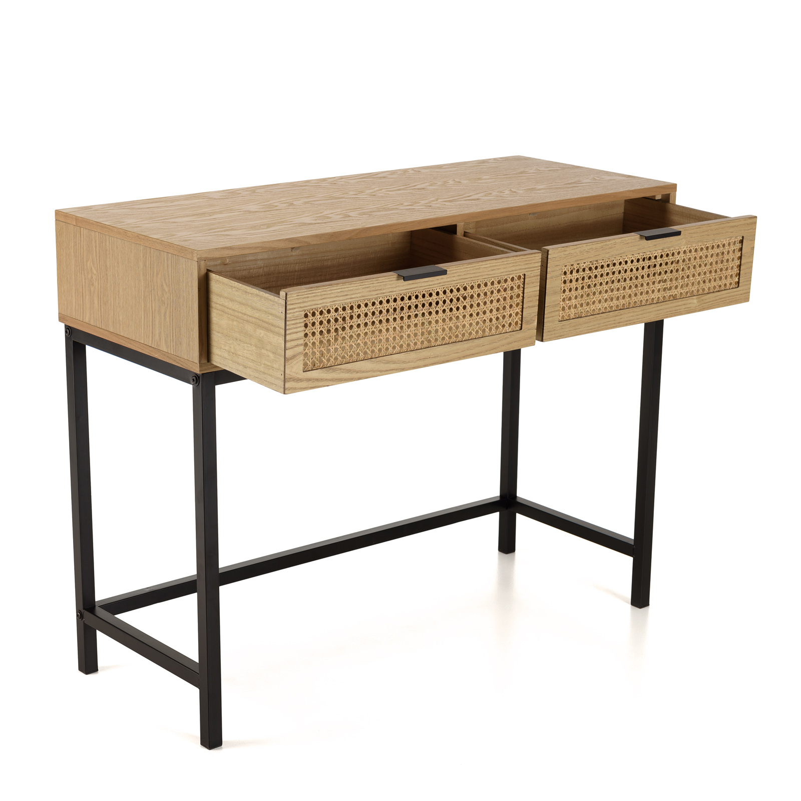 Console 2 Tiroirs Paris Prix - Bois Naturel - 100 Cm - Style Bali - Neuve