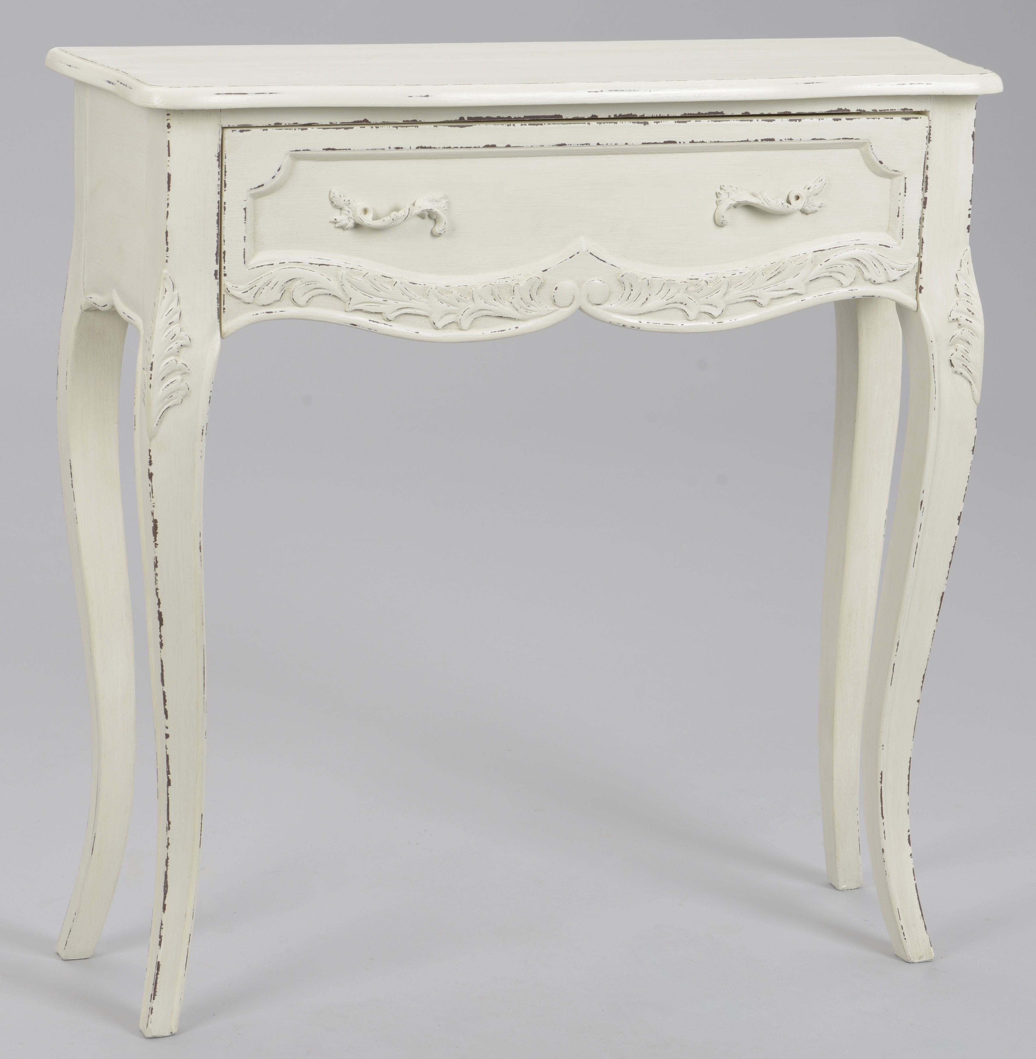 Console Murale Loberon Stonem - Style Shabby Chic Blanc Vieilli, Fer Forgé, Dimensions 78x101x45 Cm