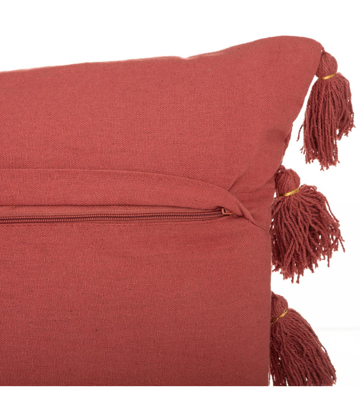 Coussin Noir avec 4 Pompons Jute - Rectangulaire 50x70 cm - | WhichOne