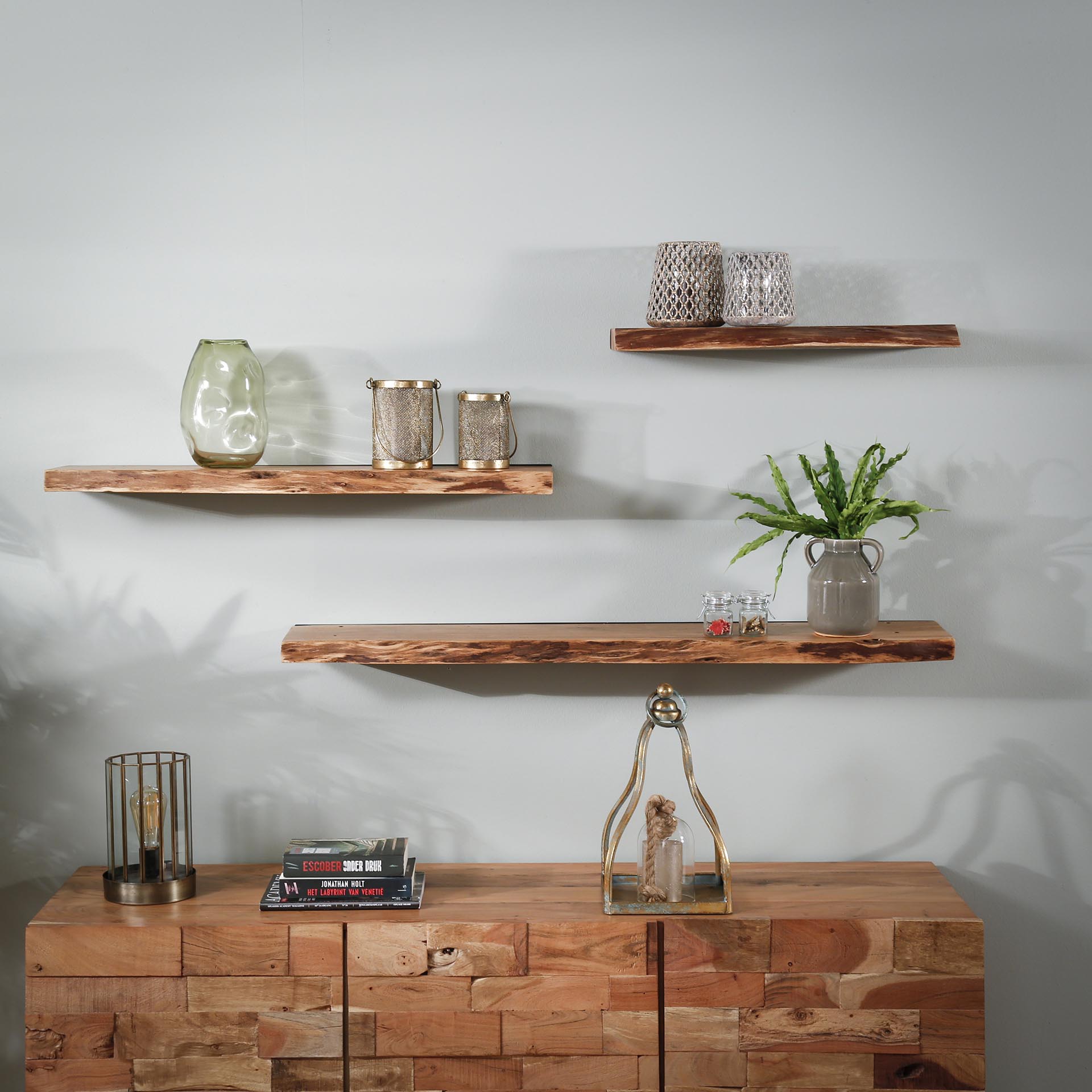 Etag re Murale Bois Massif Bordure Naturelle 120 Cm MELBOURNE 