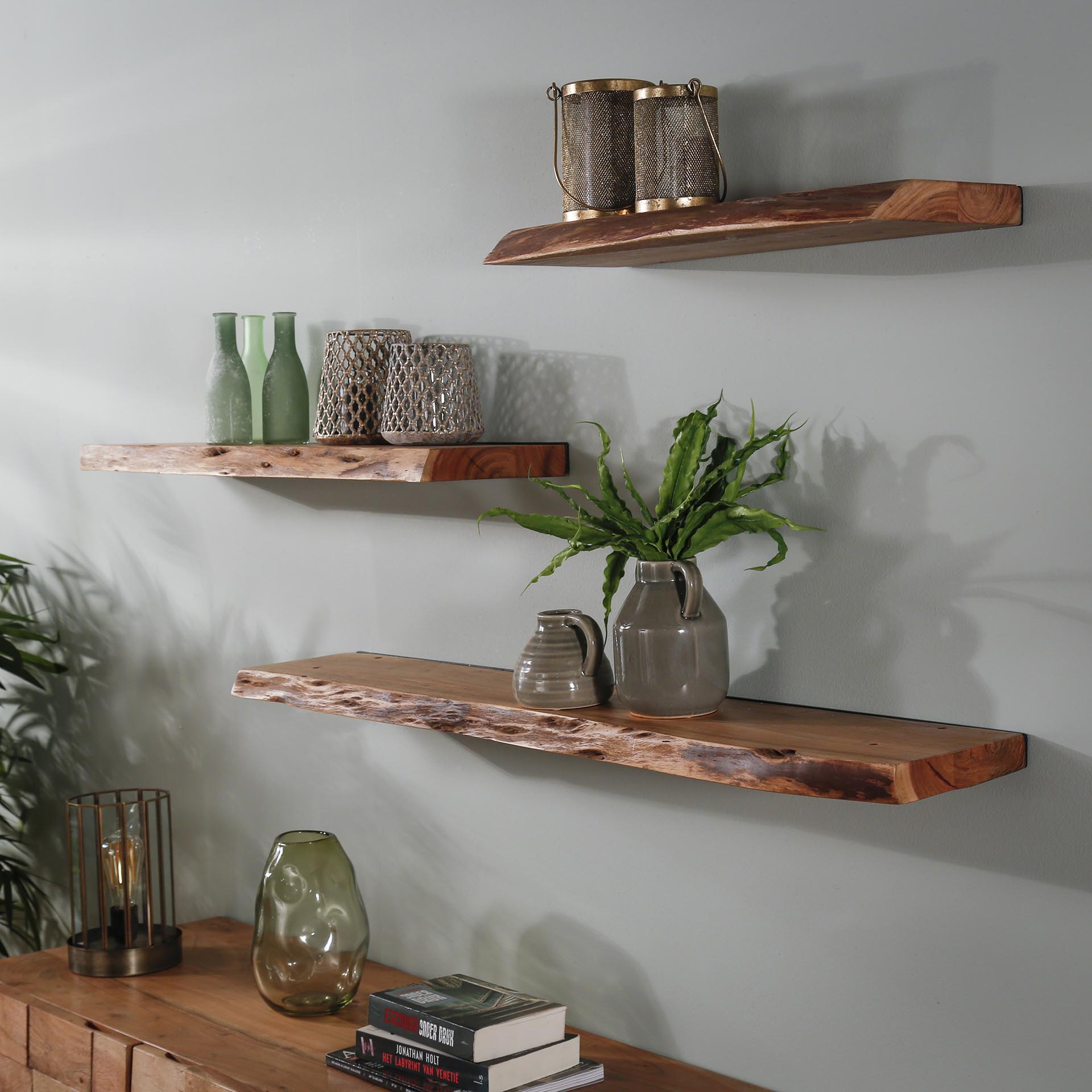 Etag re Murale Bois Massif Bordure Naturelle 60 Cm MELBOURNE Etag res 
