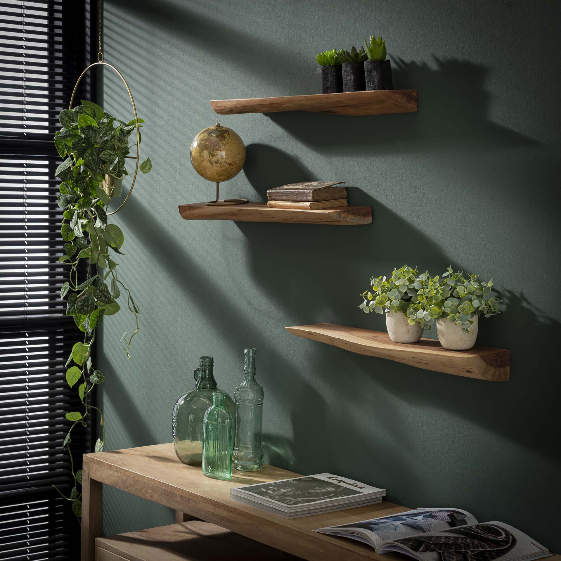 Etag re Murale Bois Massif D acacia 3 Pi ces TRIBECA Etag res 
