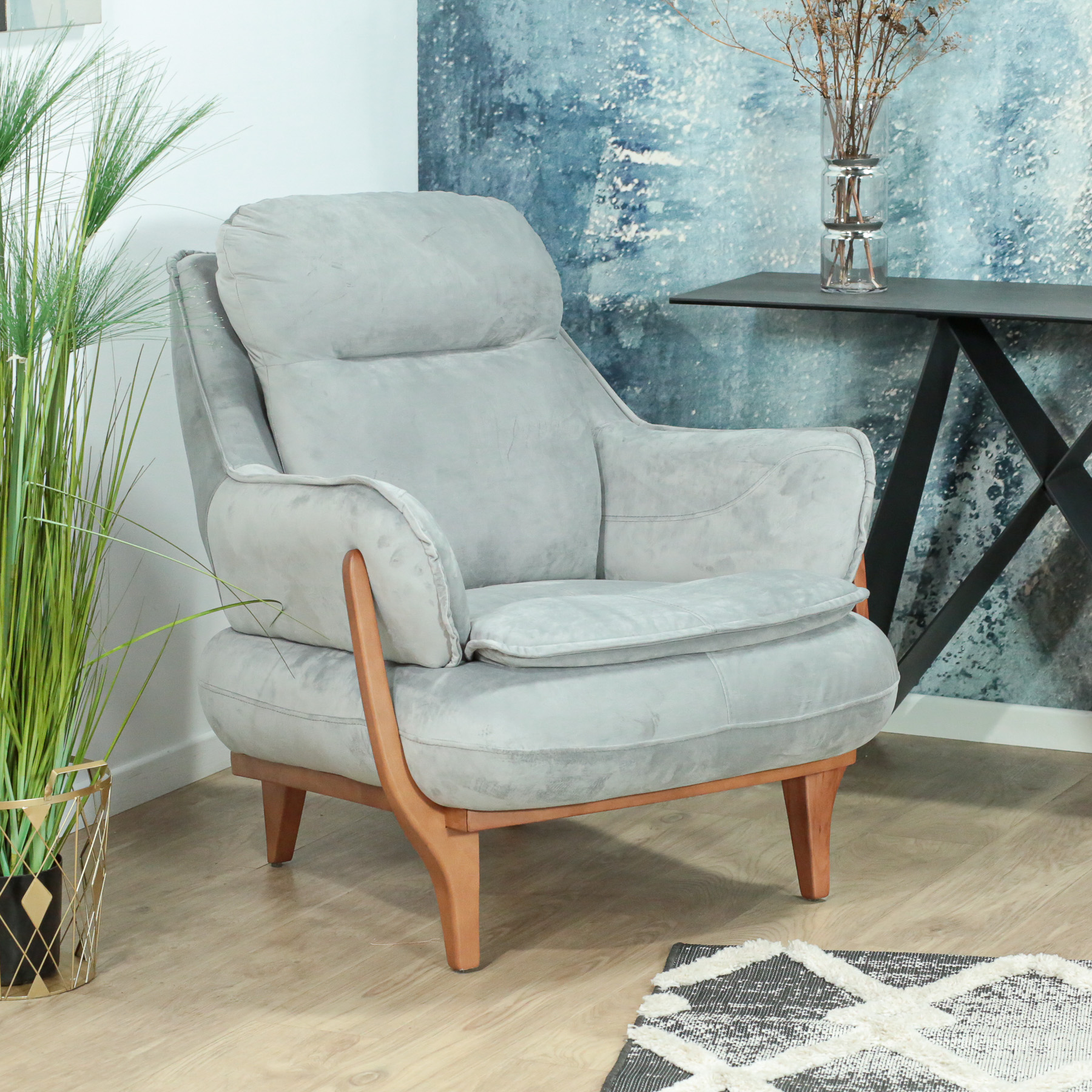 Fauteuil Confort Gris HOVE Fauteuils Pier Import