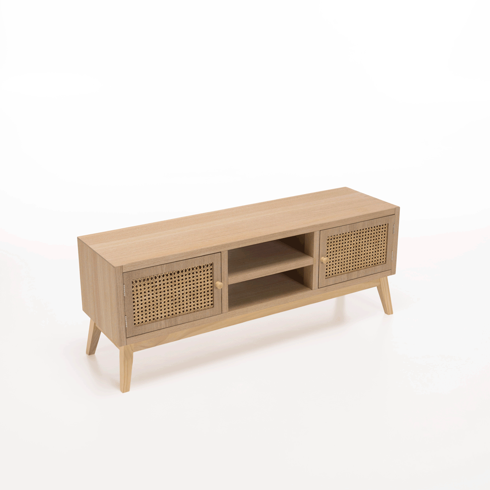 Meuble tv en rotin et bois MERIDA Meubles TV Pier Import