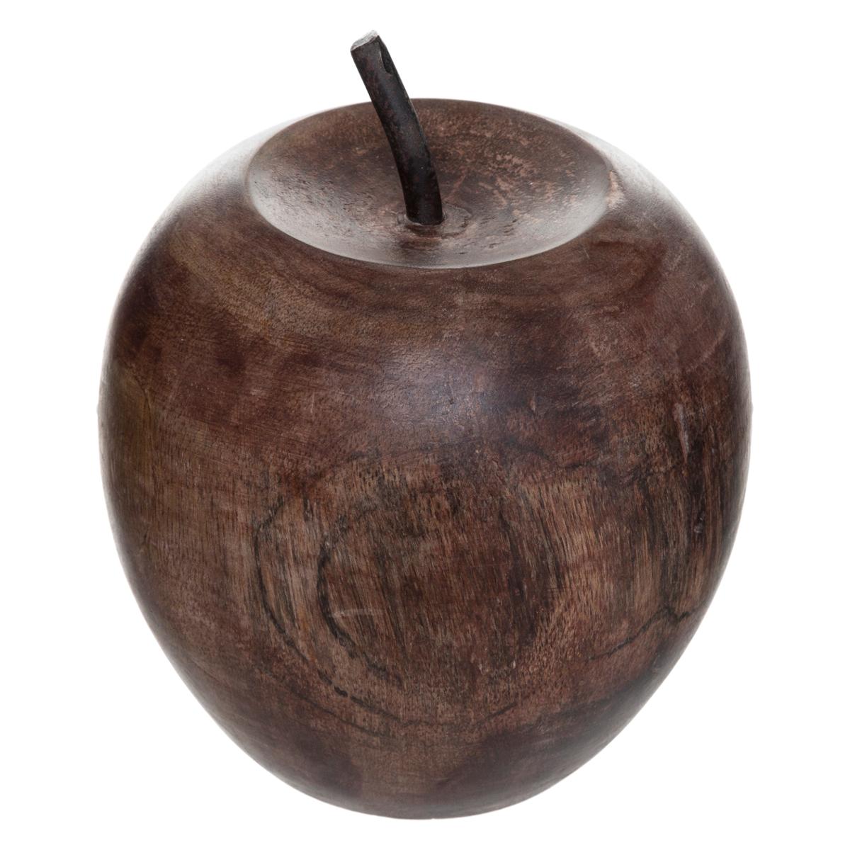 Pomme Décorative En Bois Tournée à La Main - Jaune - Objet Artisanal