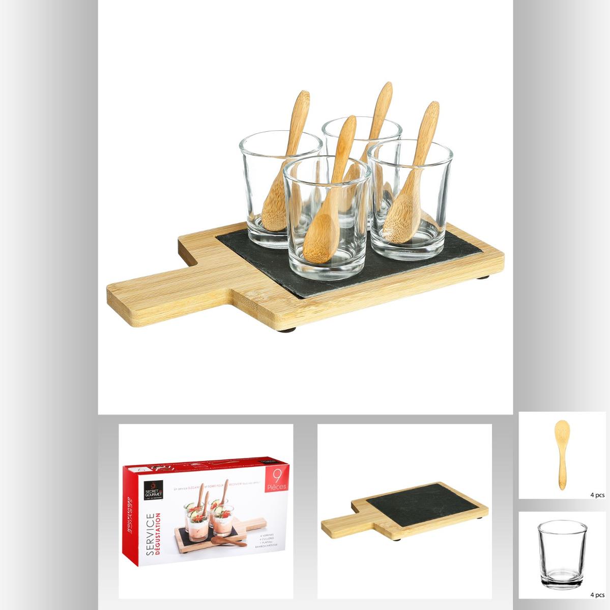 Plateau De Service En Bambou Et Ardoise Westmark - 23x9 Cm, Avec Poignée, Idéal Tapas, Fromage, Apéritifs