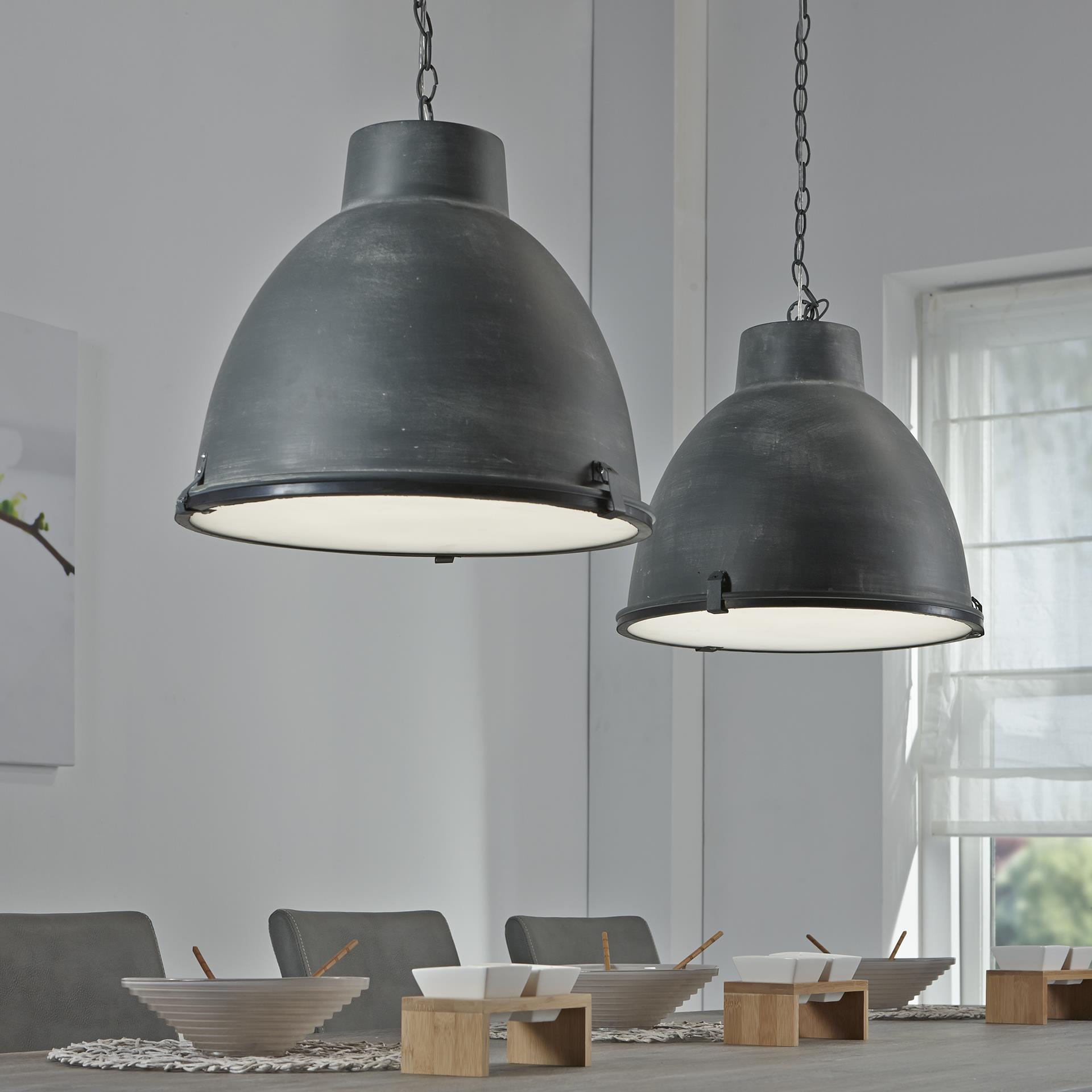 Suspension Industrielle En Tube De Béton – Abat-jour Ciment, Fil Réglable 180 Cm, Douille E27 – Pour îlot De Cuisine, Table à Manger, Décoration Nordique