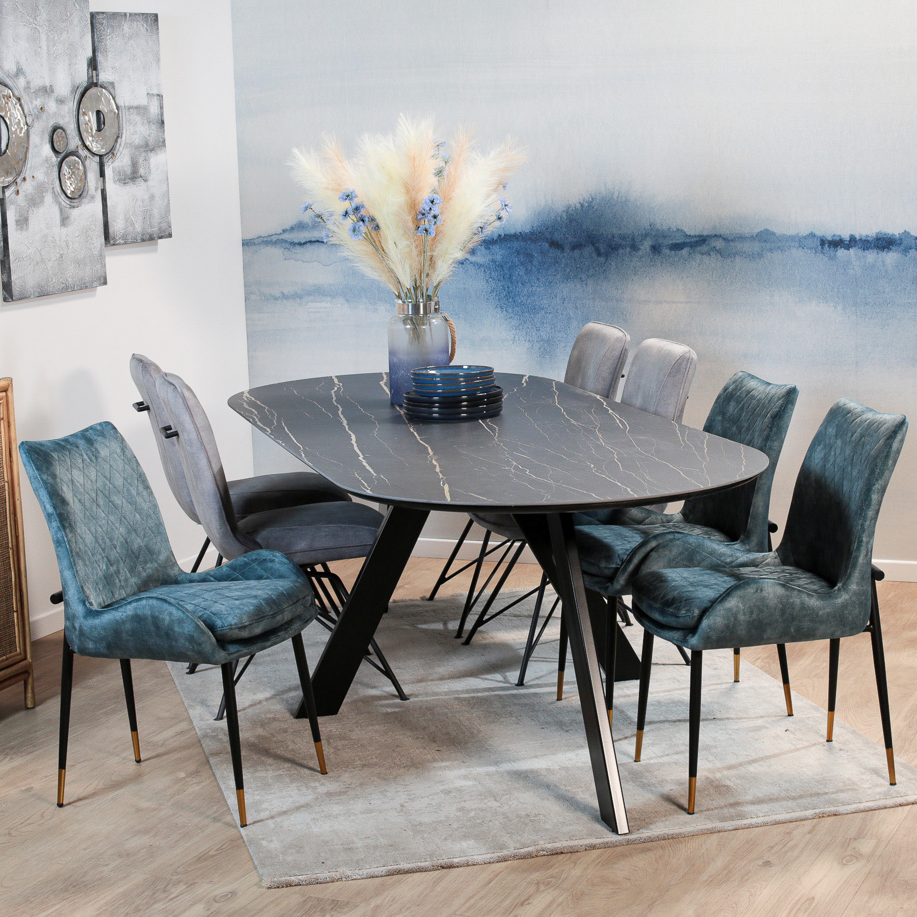 Table à manger en céramique noire mate 240 cm BERGAME Tables à manger