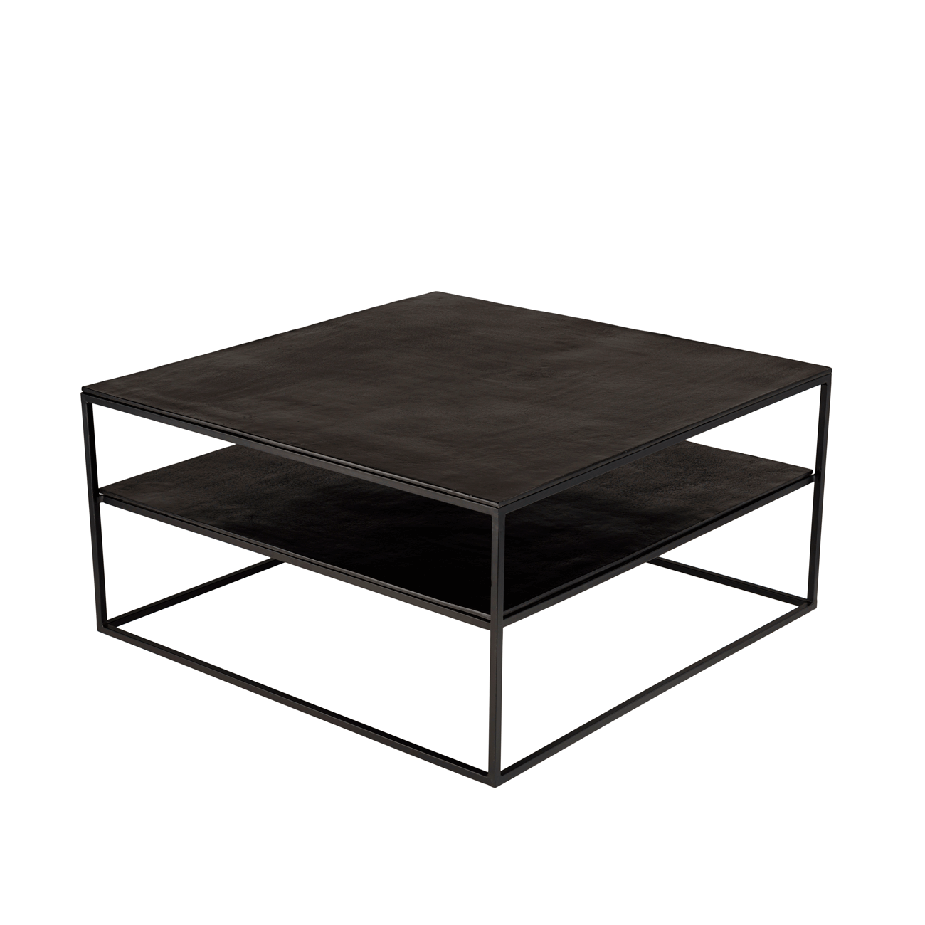 Table basse carrée double plateau en métal noir 80 cm ZALA Tables