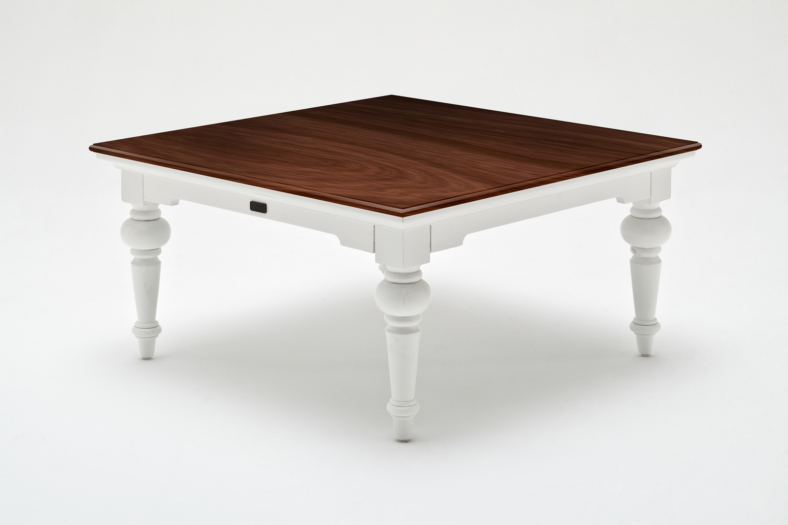 Table basse carrée en bois blanc avec plateau acajou 7x7cm ROYAN Table basse carrée en bois blanc avec plateau acajou 7x7cm ROYAN