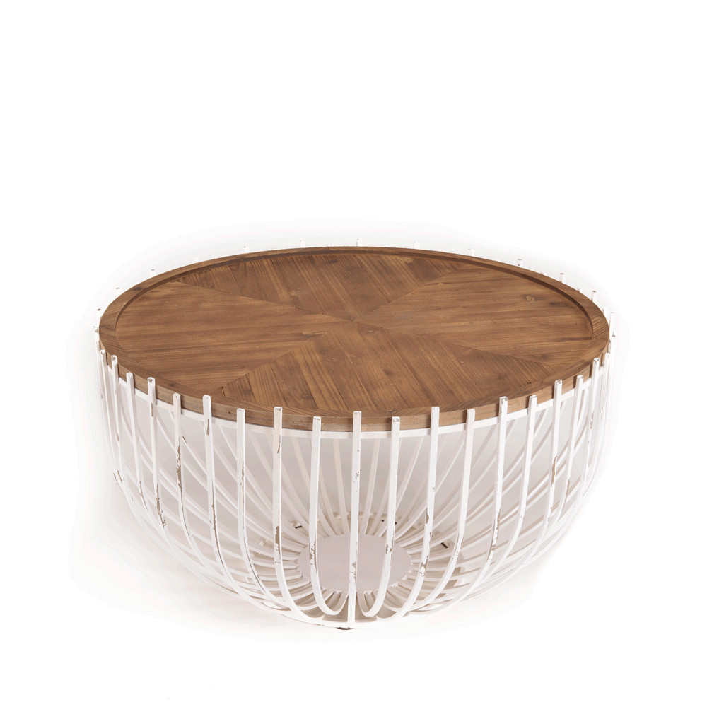 Table basse ronde coque métal patiné blanc Tables basses Pier Import