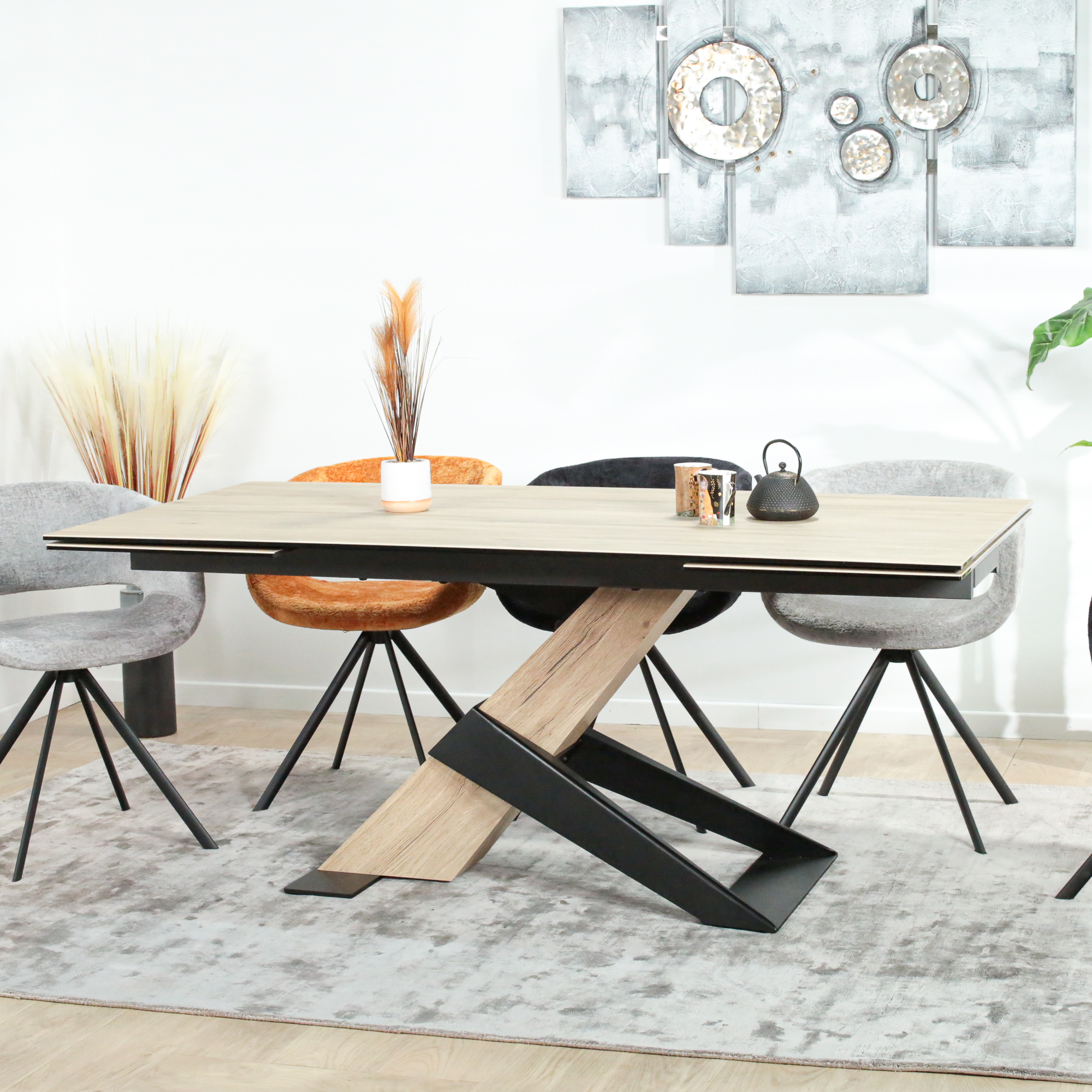Table En C ramique Extensible Effet Bois Pied Oblique 180 280 LOMBARDIE Table En C ramique Extensible Effet Bois Pied Oblique 180 280 LOMBARDIE