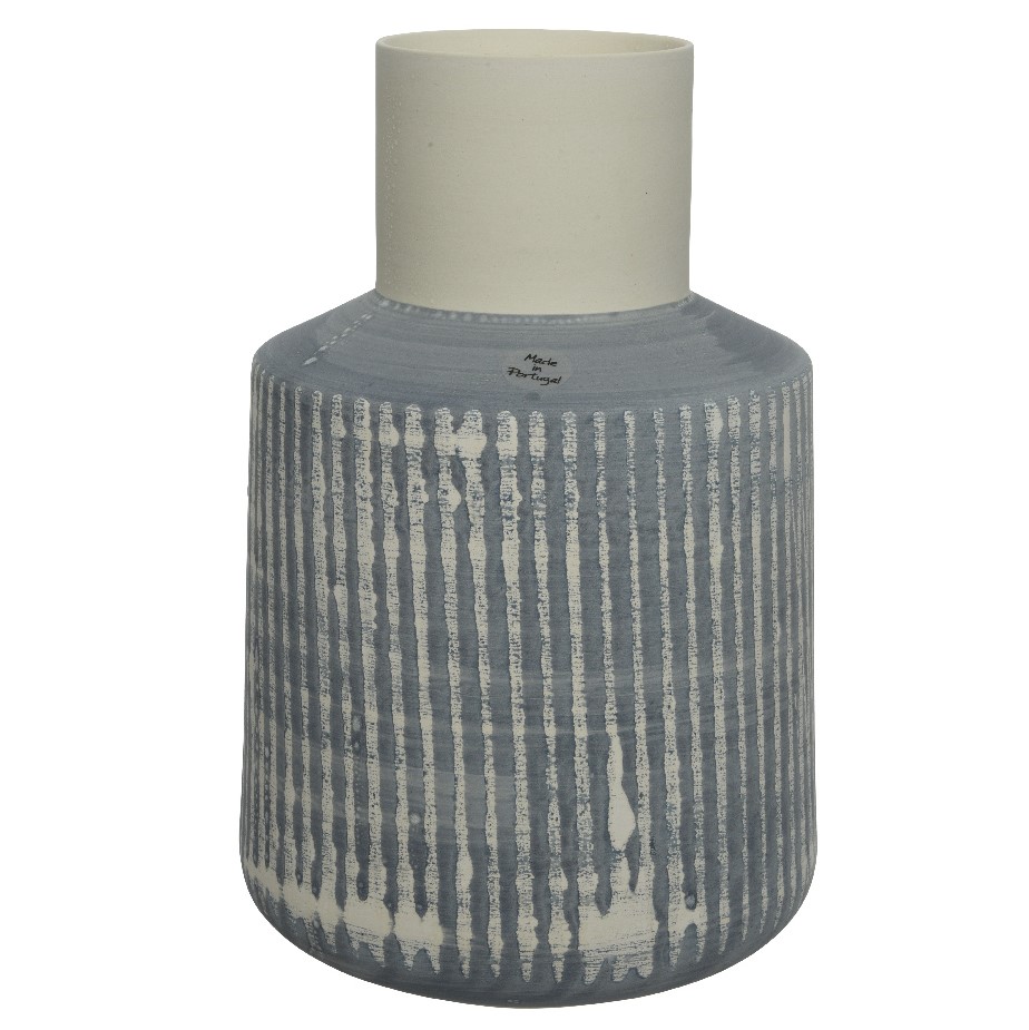 Vase En Ciment Rayures Verticales TOPBATHY - 16x13,5 Cm, Gris Clair - Décoration Moderne Intérieur Et Extérieur